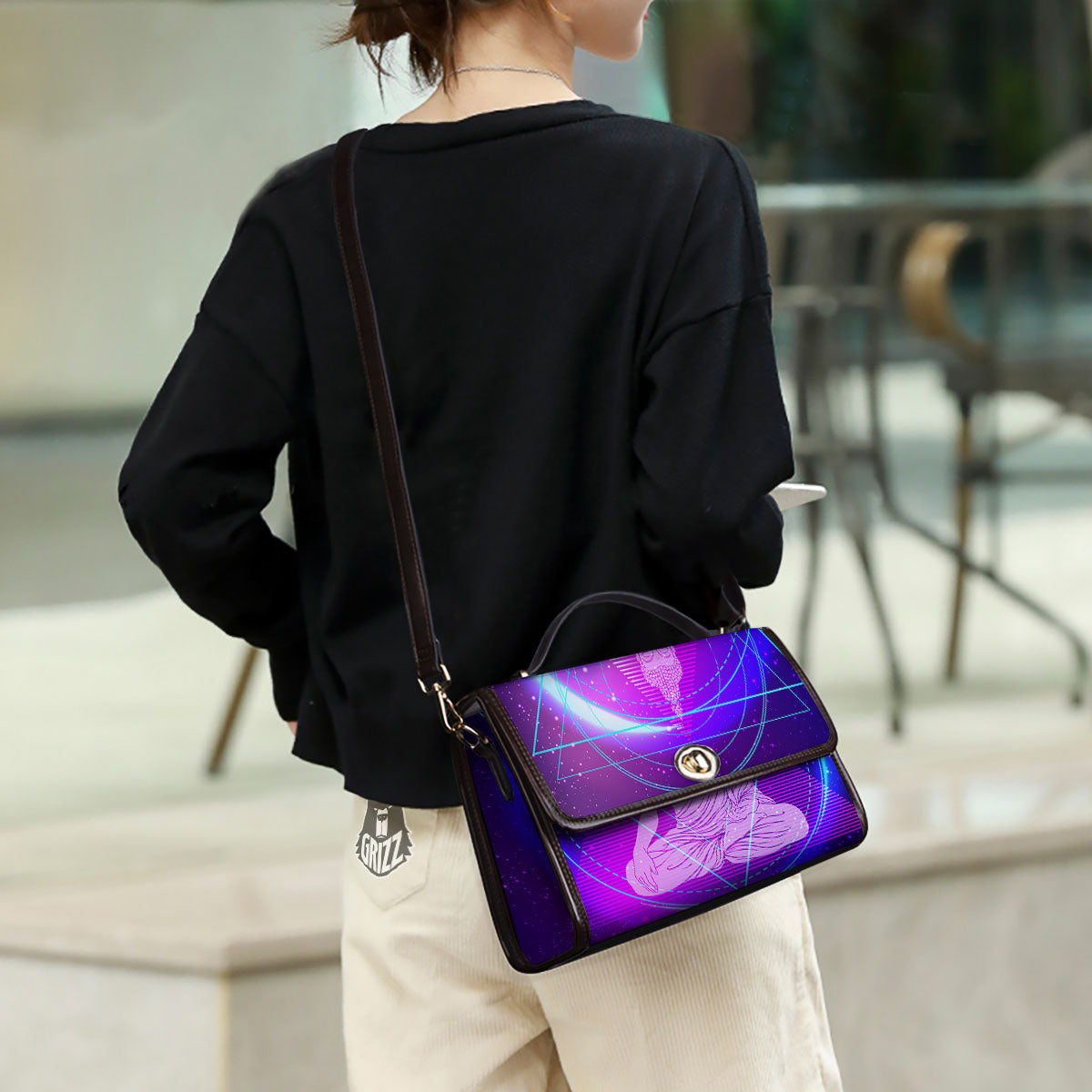 Buddha Teal And Purple Print Women's Satchel Bag - Image 3