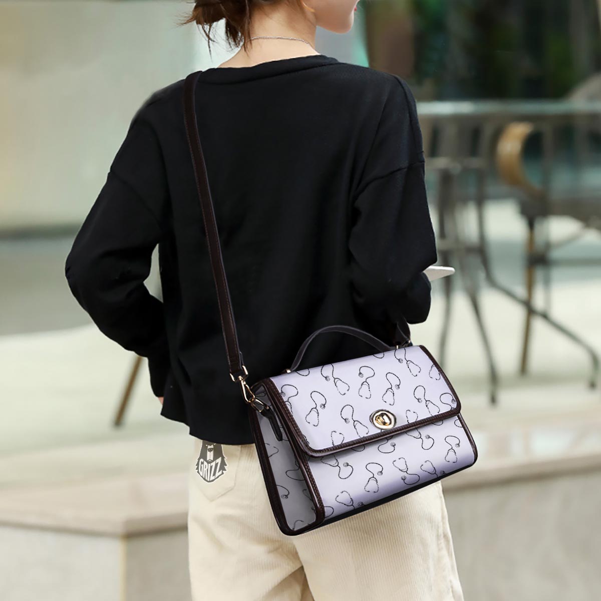 Stethoscope Sign Print Pattern Women's Satchel Bag - Image 3