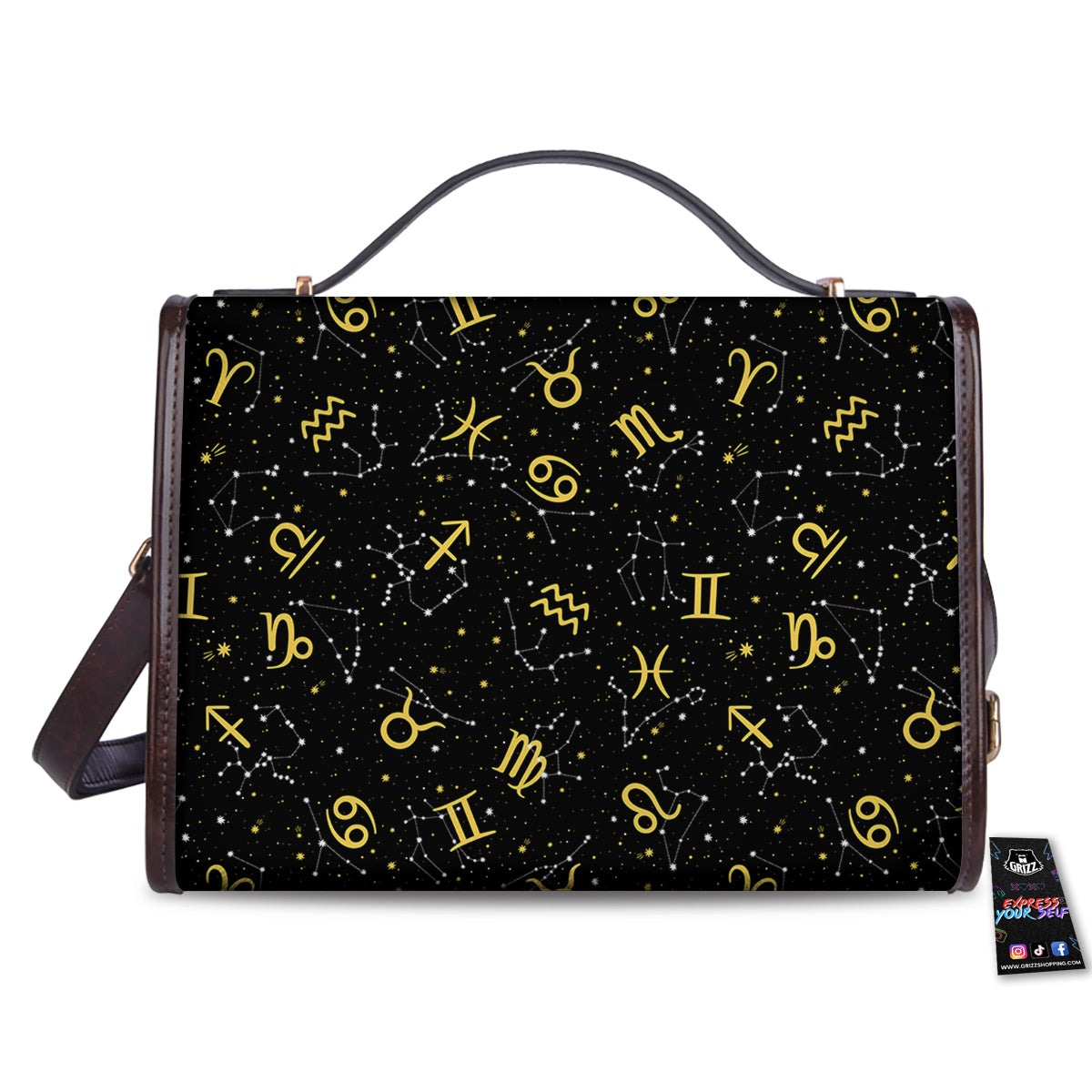 Star Zodiac Signs Print Pattern Women's Satchel Bag - Image 2