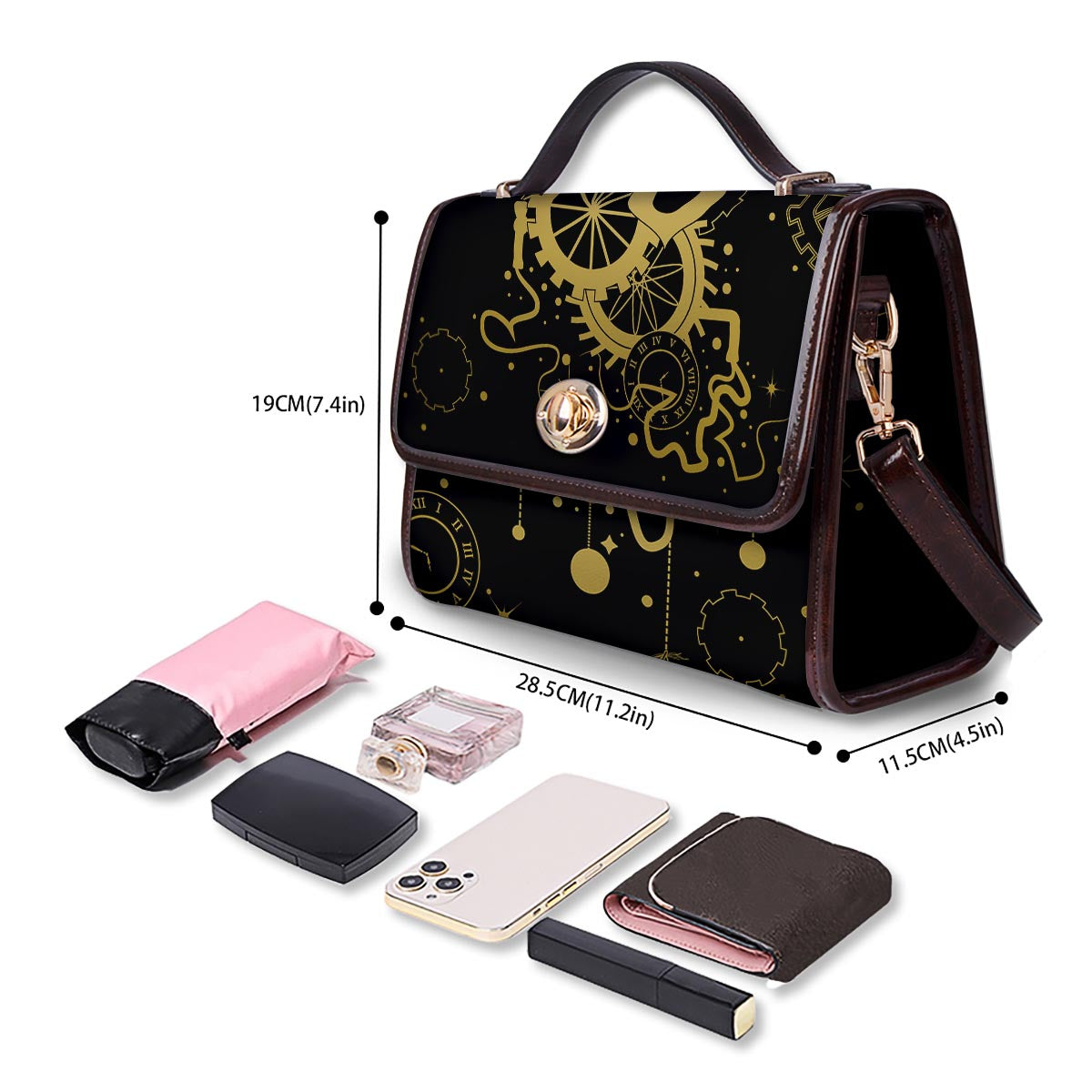 Steampunk Gears Metal Print Women's Satchel Bag - Image 4