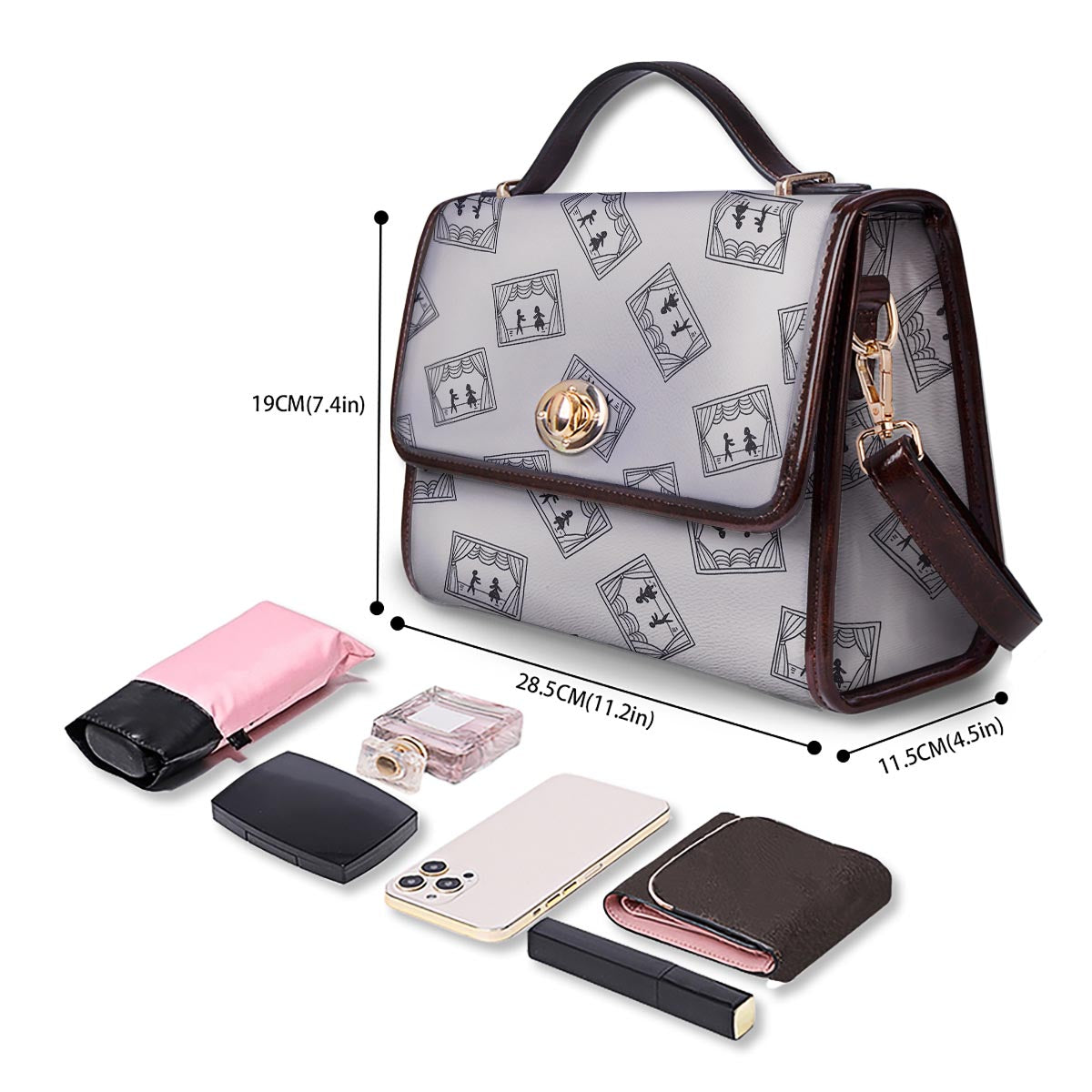 Stage Theater Print Pattern Women's Satchel Bag - Image 4