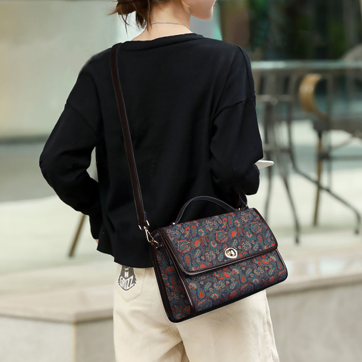 Bohemian Floral Retro Vintage Print Pattern Women's Satchel Bag - Image 3