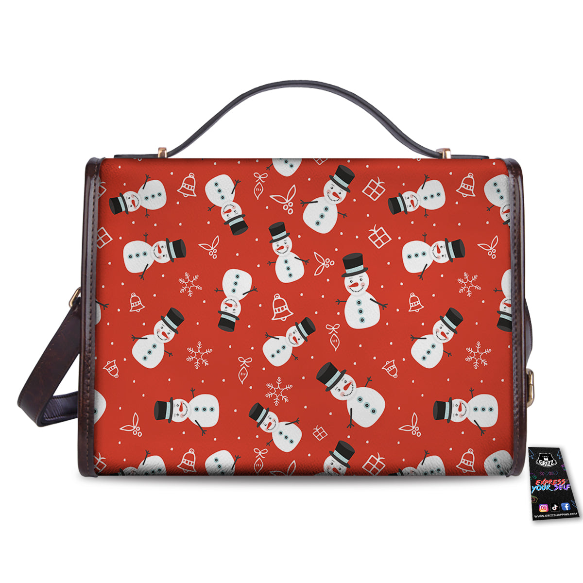 Snowman Xmas Print Pattern Women's Satchel Bag - Image 2