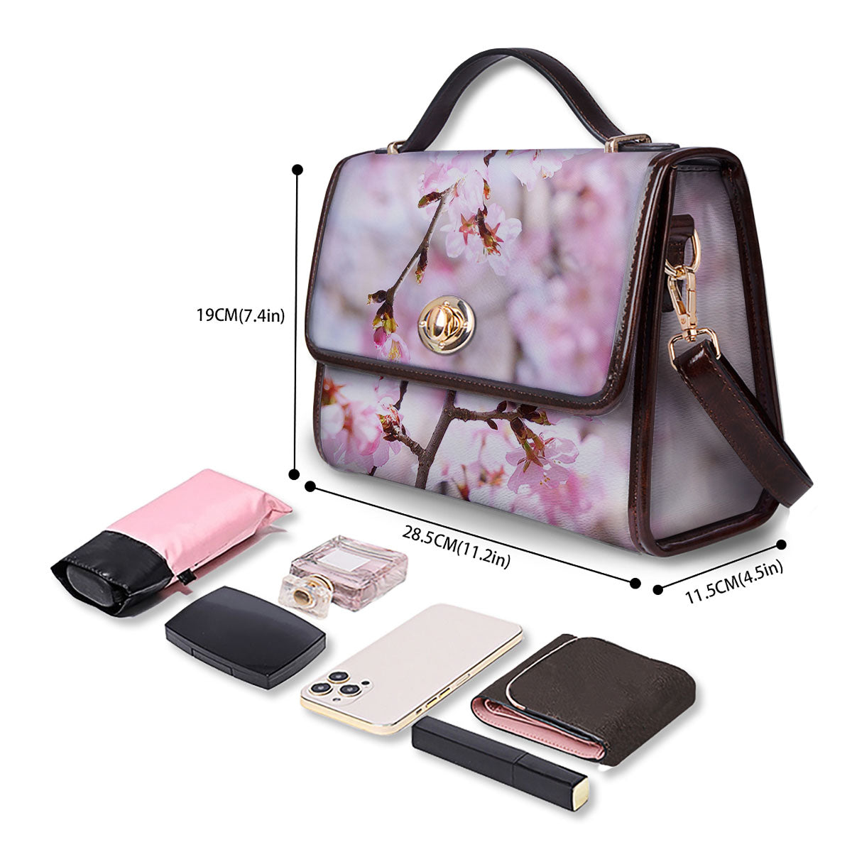 Blossom Spring Cherry Print Women's Satchel Bag - Image 4