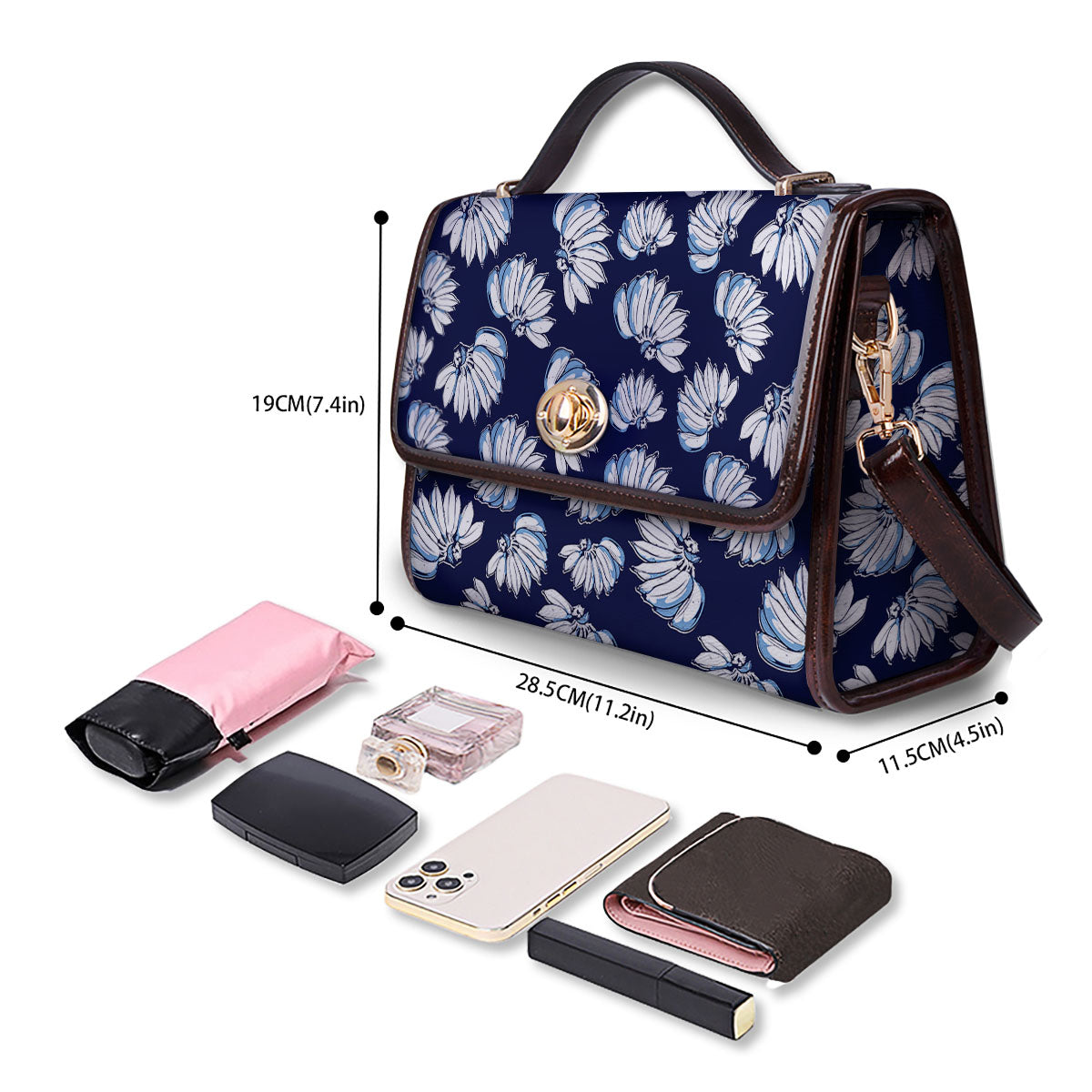Blue Banana Retro Print Pattern Women's Satchel Bag - Image 4