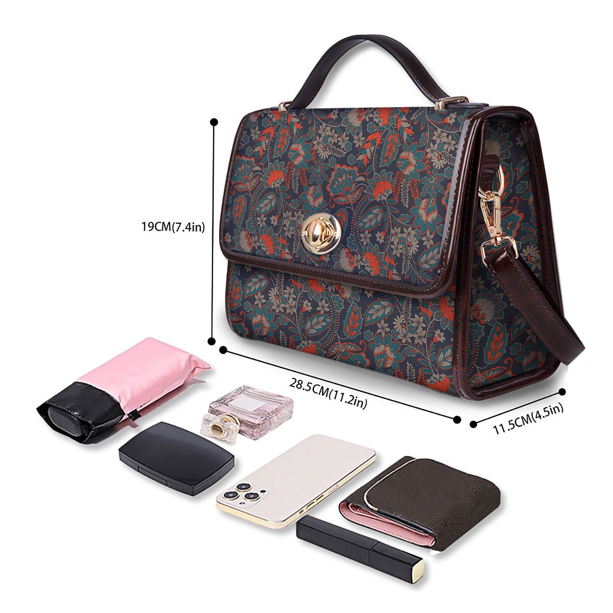 Bohemian Floral Retro Vintage Print Pattern Women's Satchel Bag - Image 4