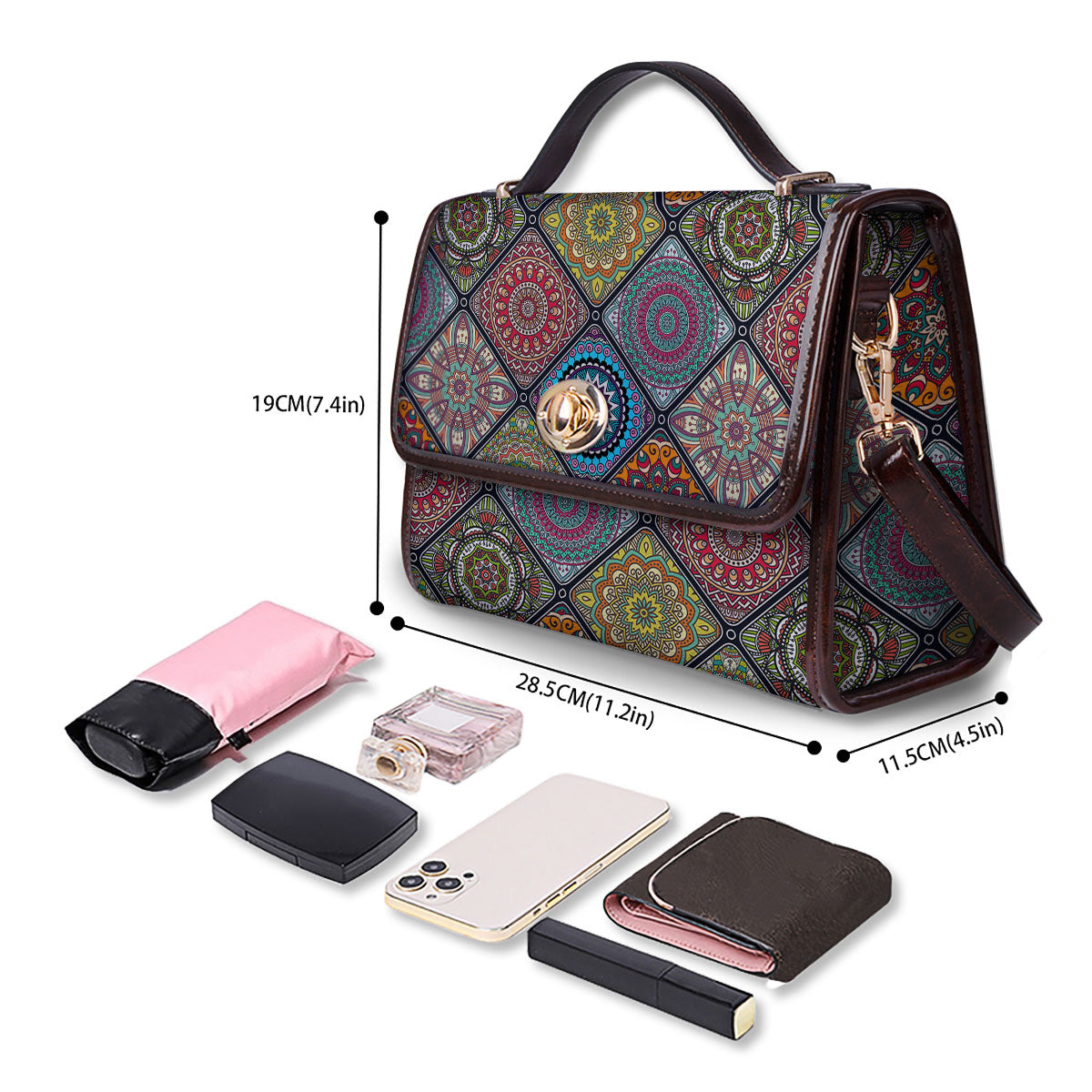 Bohemian Mandala Retro Print Pattern Women's Satchel Bag - Image 4