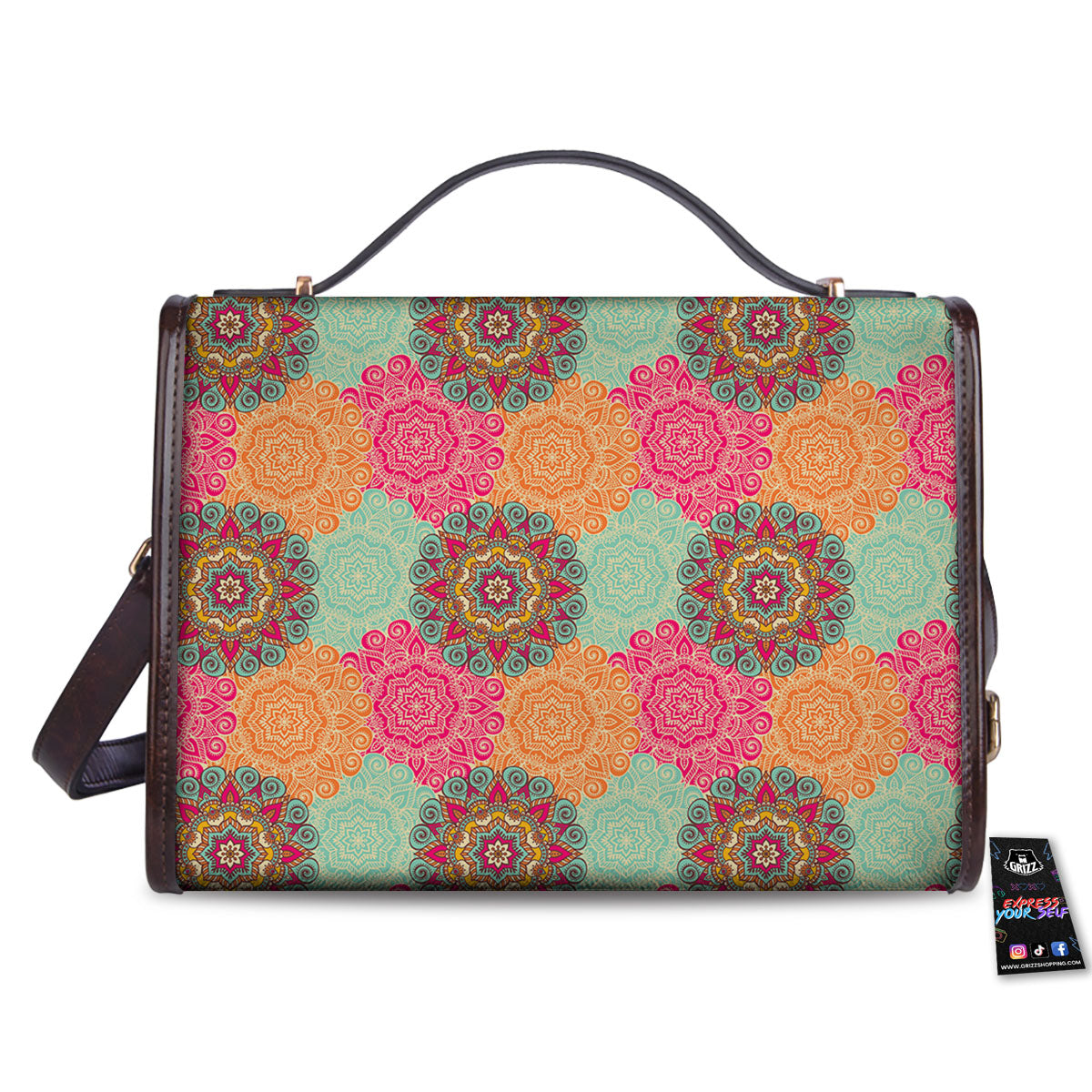 Bohemian Sangria Mandala Print Pattern Women's Satchel Bag - Image 2