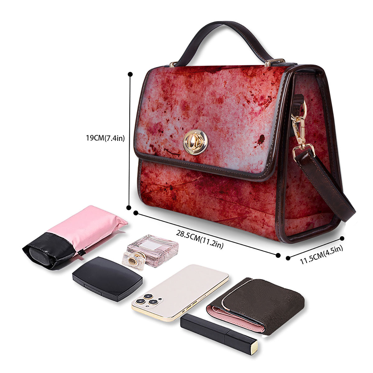 Blood Stains Red Print Women's Satchel Bag - Image 4