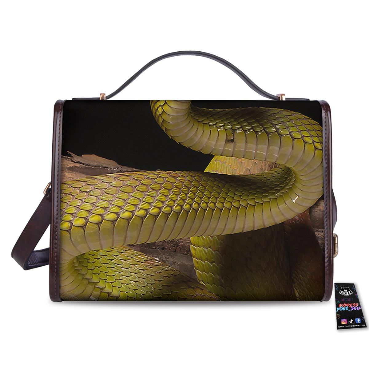 Snake Trimeresurus Albolabris Print Women's Satchel Bag - Image 2
