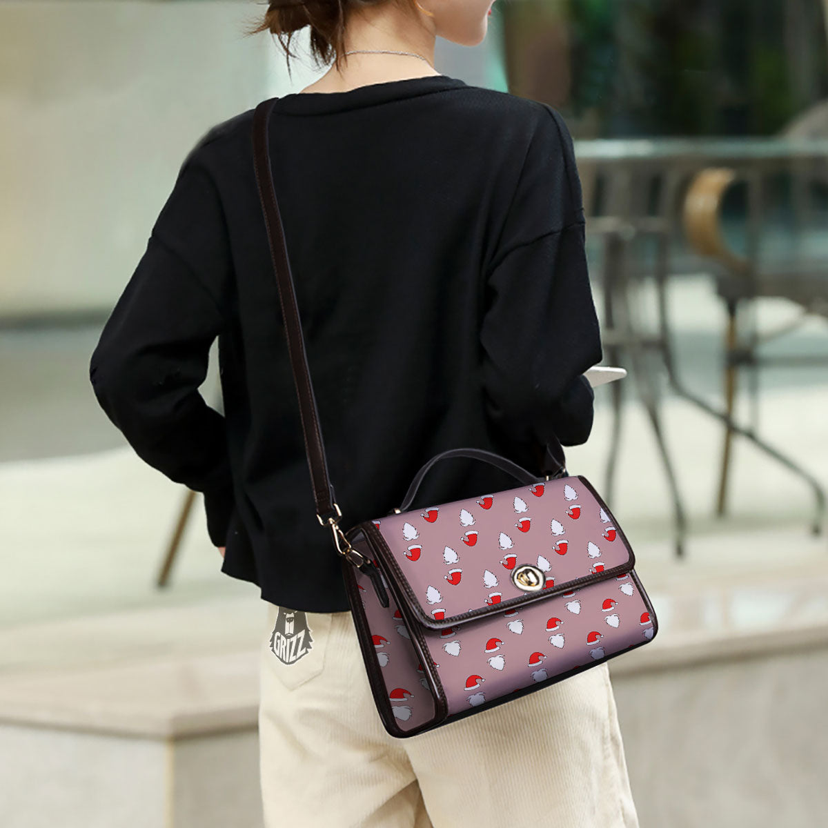 Beard Santa Claus Print Pattern Women's Satchel Bag - Image 3