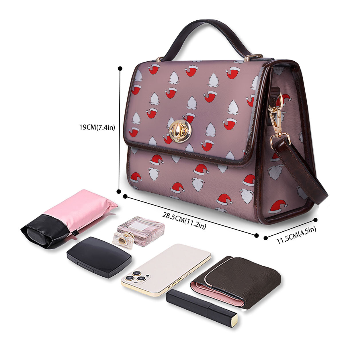 Beard Santa Claus Print Pattern Women's Satchel Bag - Image 4