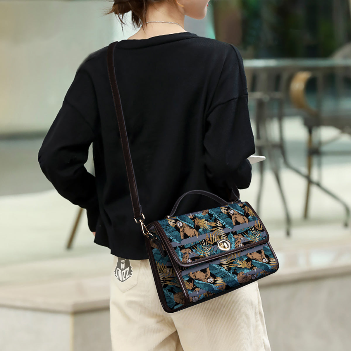 Sloth Tropical Print Pattern Women's Satchel Bag - Image 3