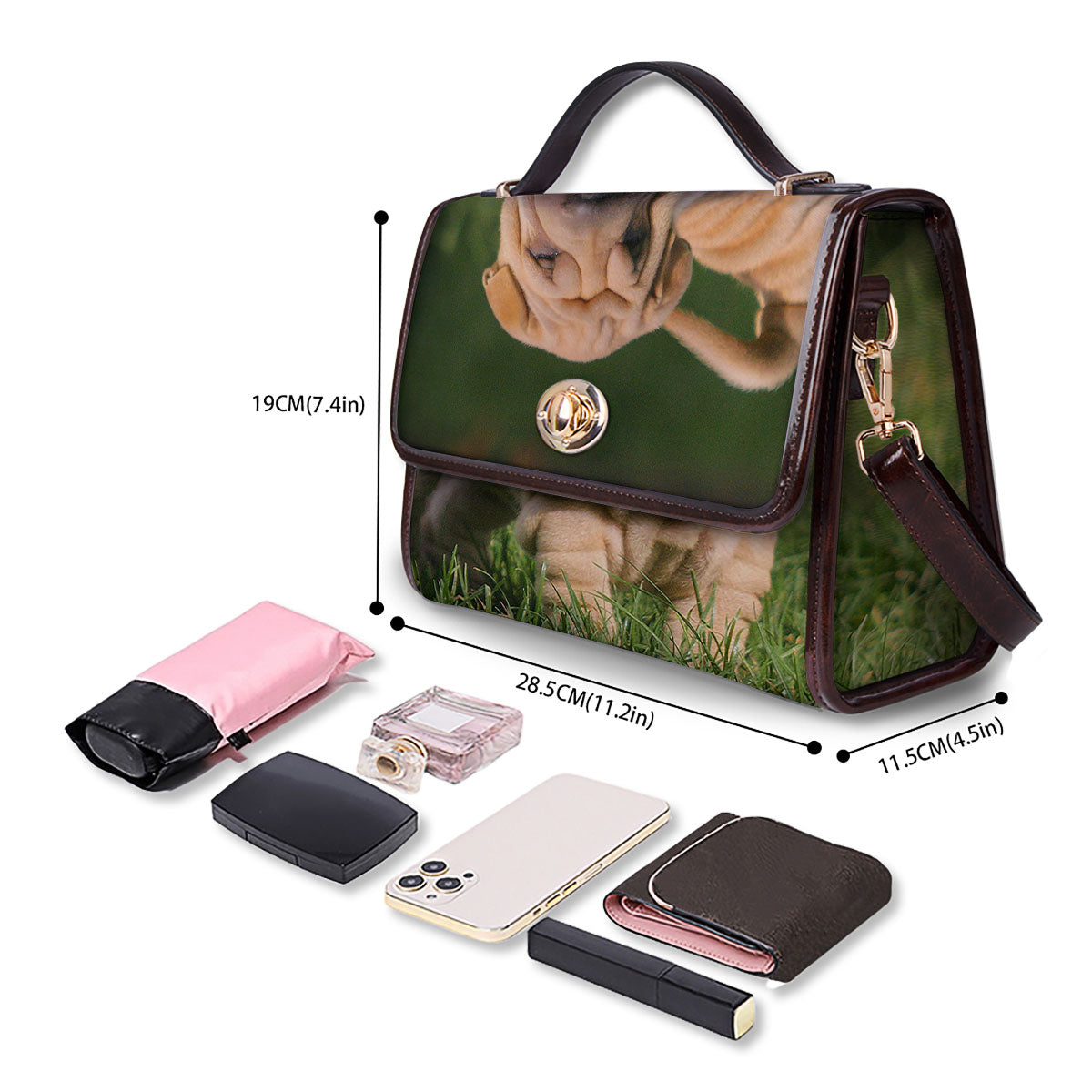 Shar Pei Vintage Print Women's Satchel Bag - Image 4