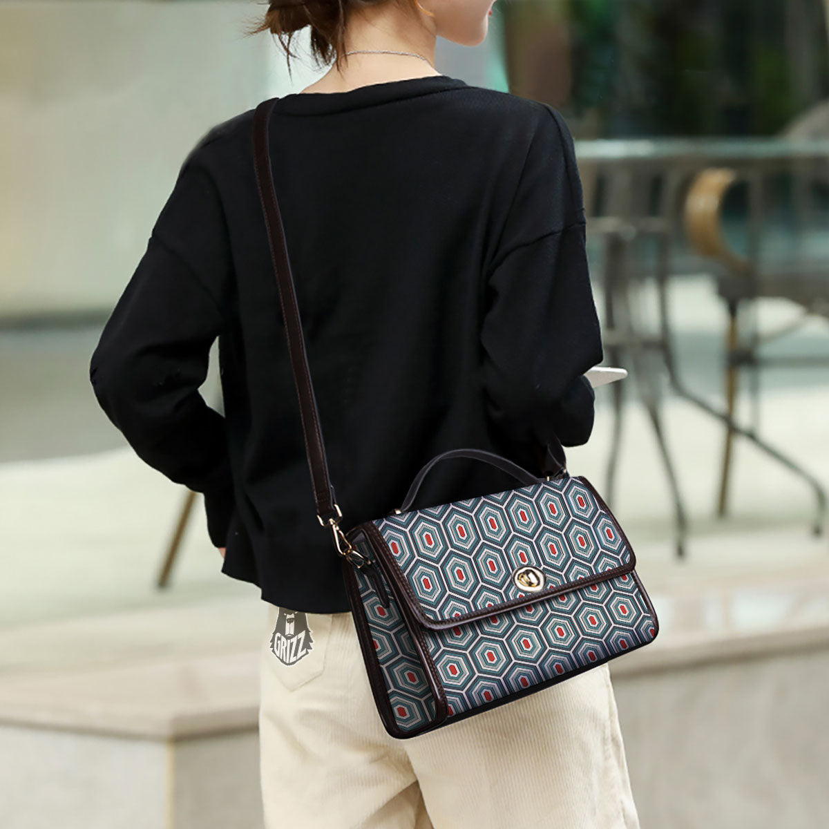 Shell Turtle Print Pattern Women's Satchel Bag - Image 3