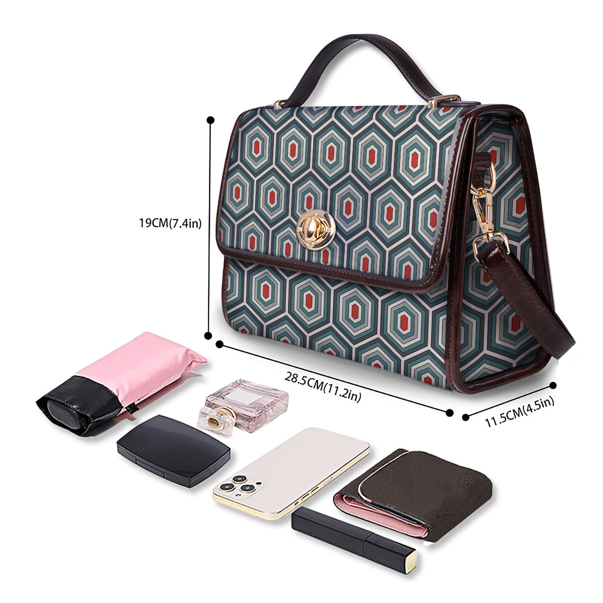 Shell Turtle Print Pattern Women's Satchel Bag - Image 4