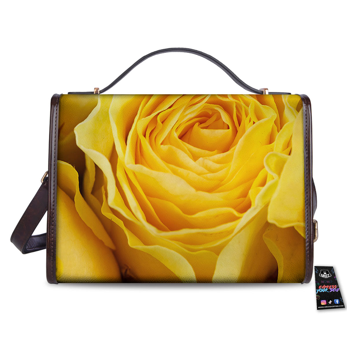 Rose Yellow Print Women's Satchel Bag - Image 2