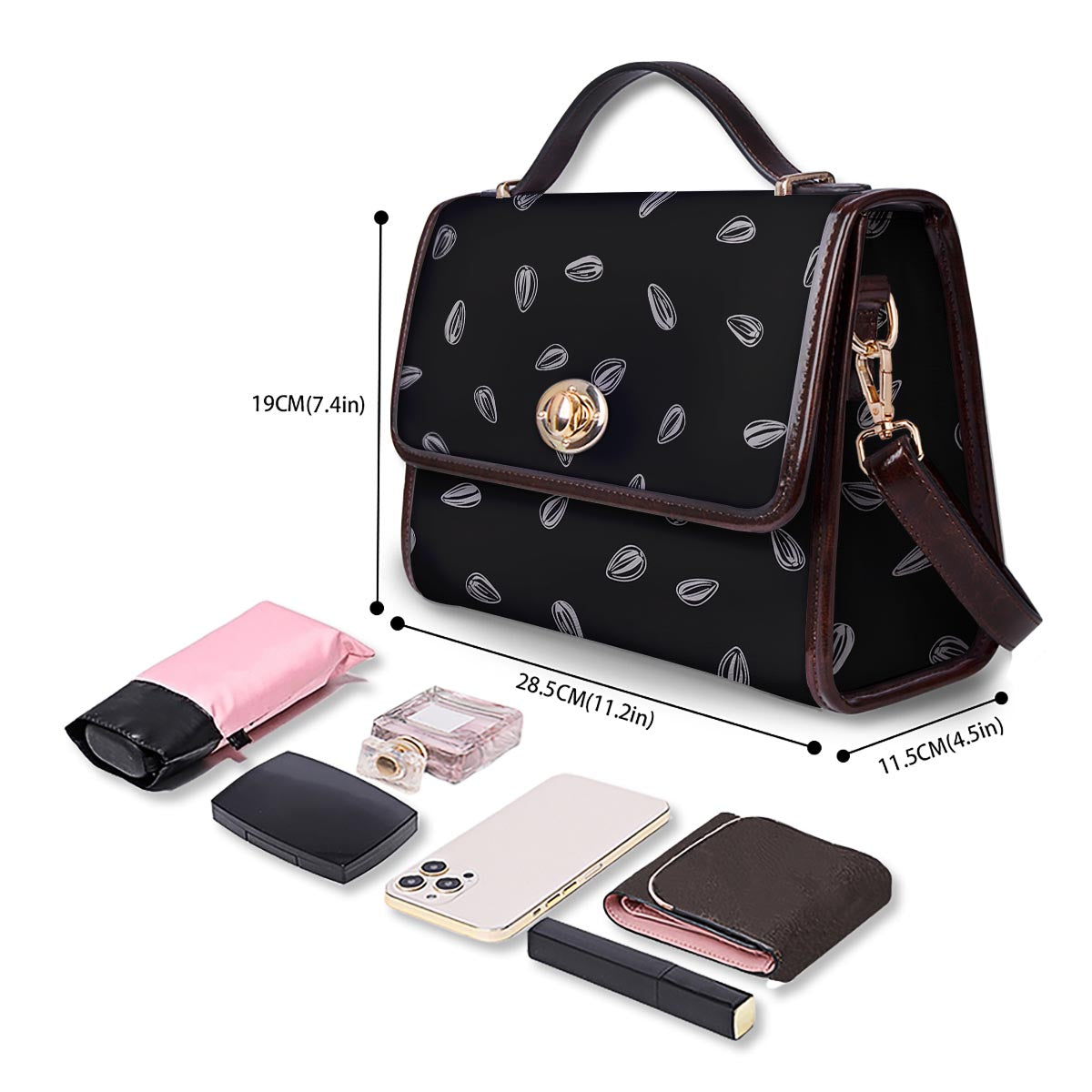 Seeds Sunflower Print Pattern Women's Satchel Bag - Image 4