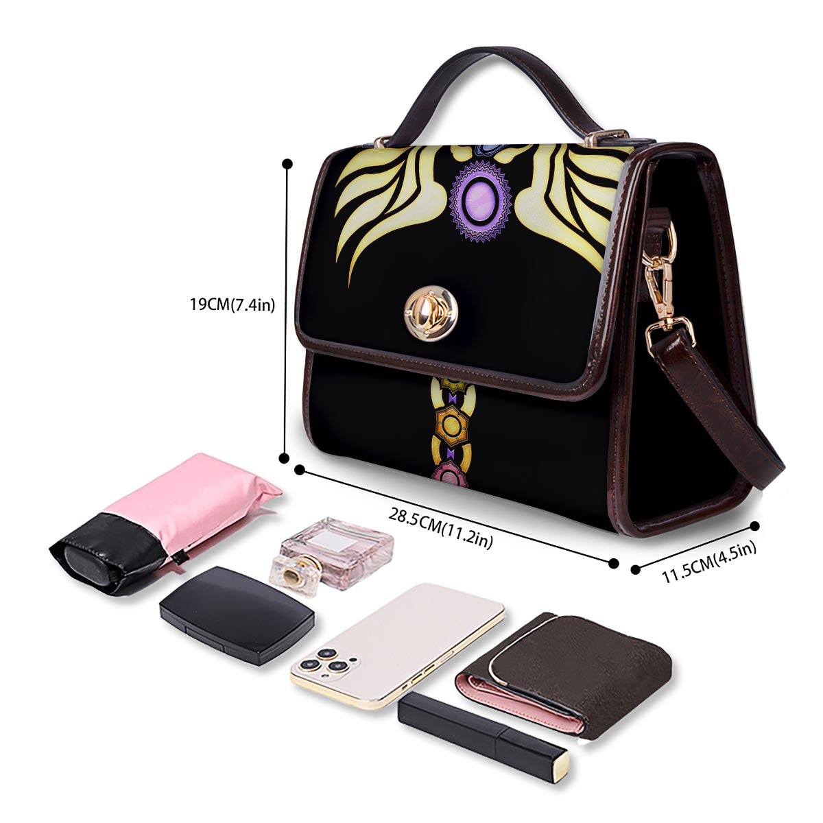 Seven Chakras Caduceus Print Women's Satchel Bag - Image 4