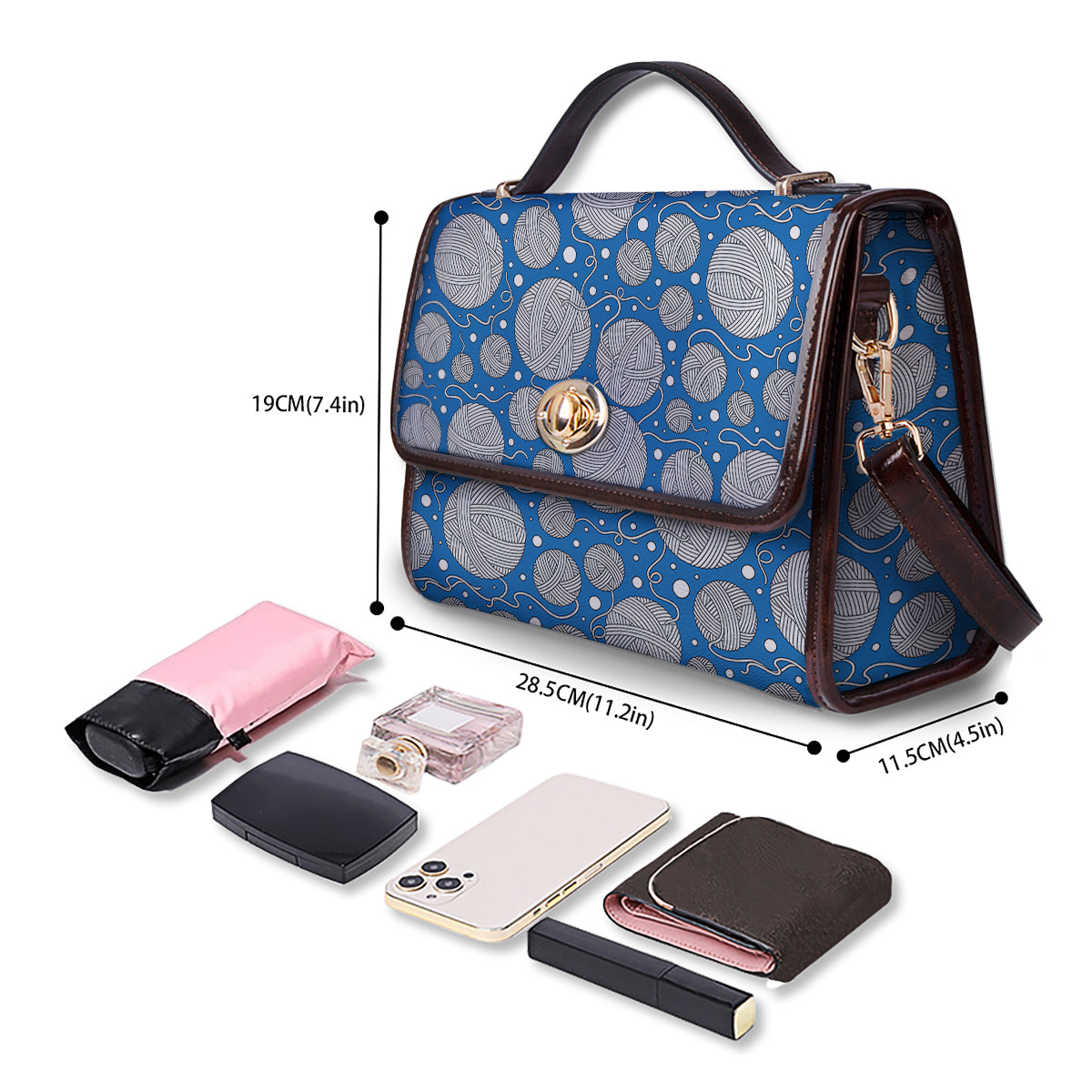 Seamless Yarn Balls Print Pattern Women's Satchel Bag - Image 4
