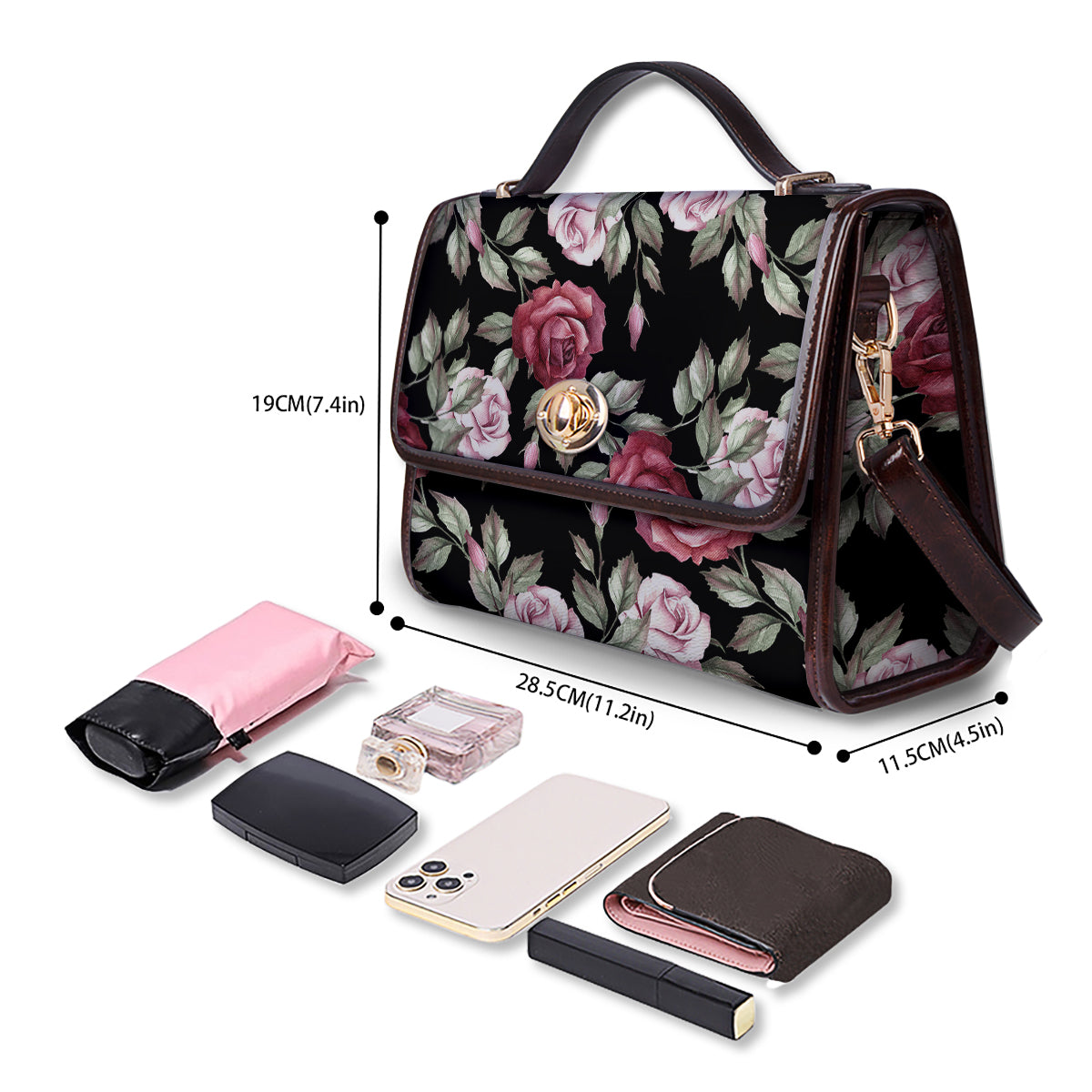 Rose Valentine's Day Print Pattern Women's Satchel Bag - Image 4