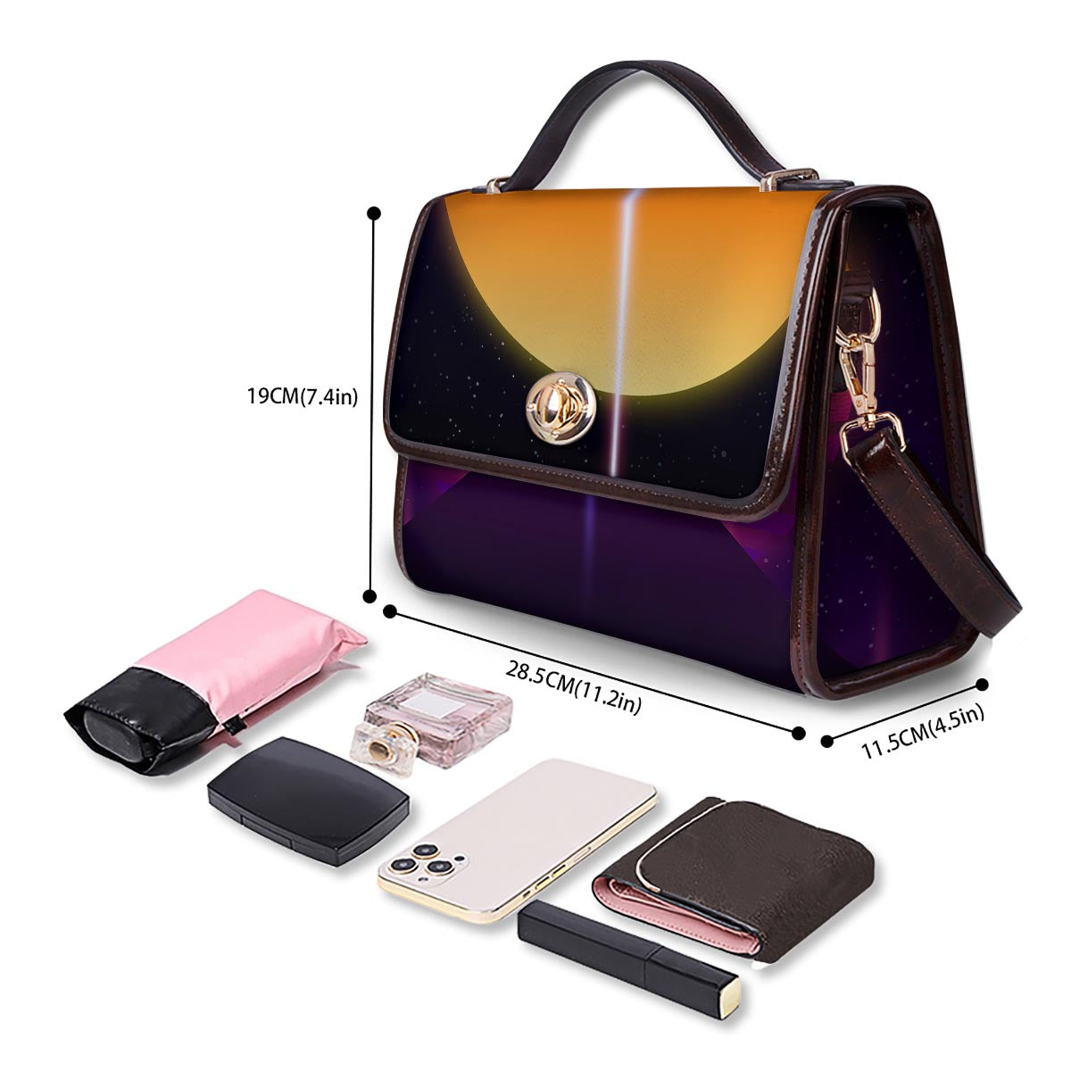 Pyramid Synthwave Print Women's Satchel Bag - Image 4