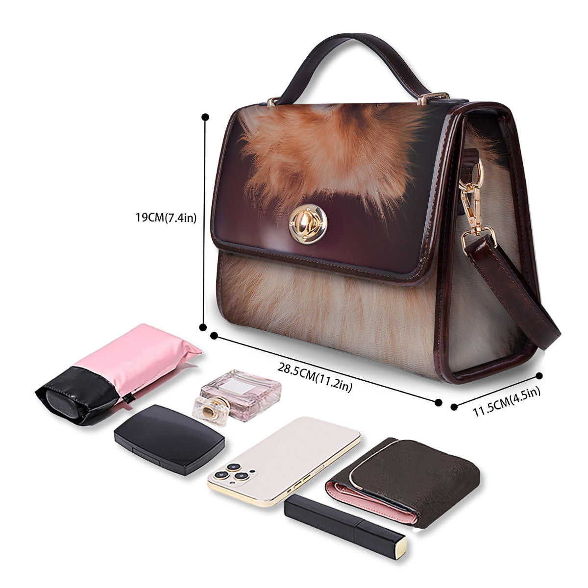 Portrait Vintage Pomeranian Women's Satchel Bag - Image 4
