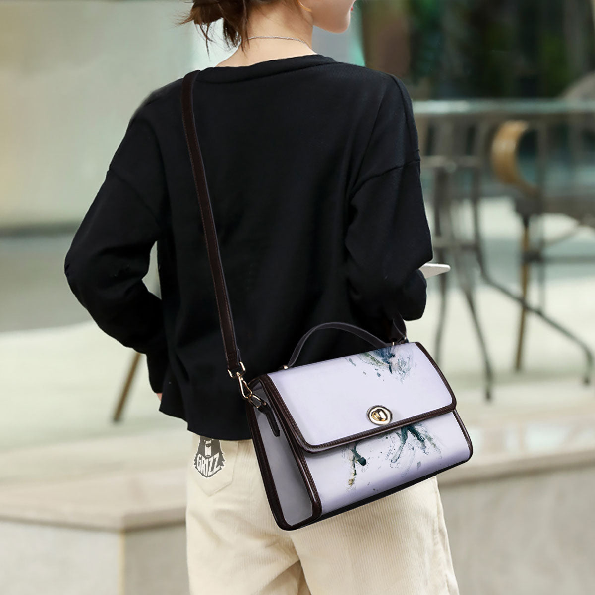 Portrait White Horse Print Women's Satchel Bag - Image 3