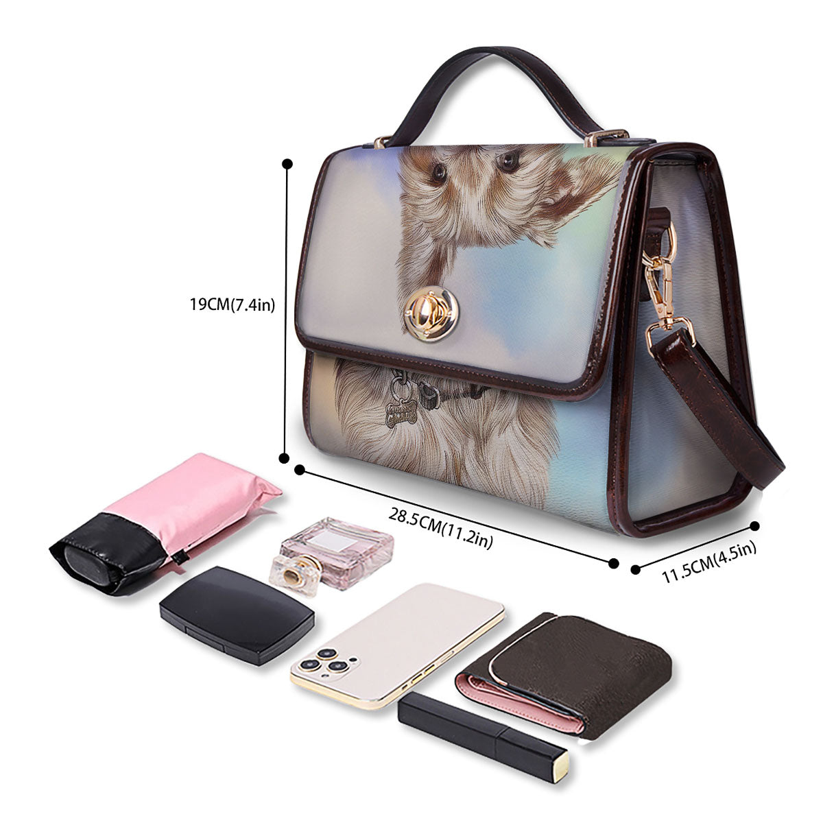 Portrait Yorkshire Terrier Print Women's Satchel Bag - Image 4