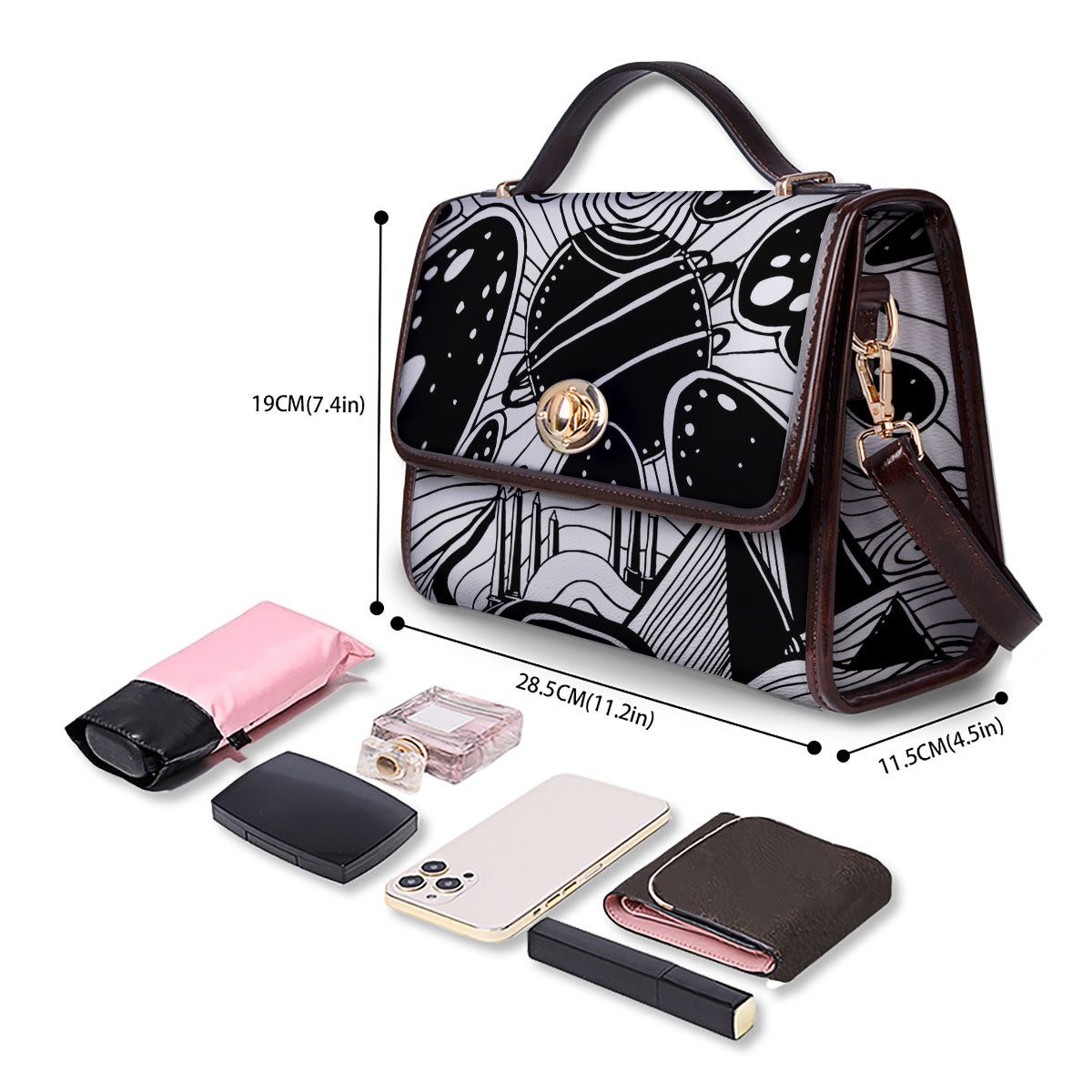 Pyramid UFO Print Women's Satchel Bag - Image 4