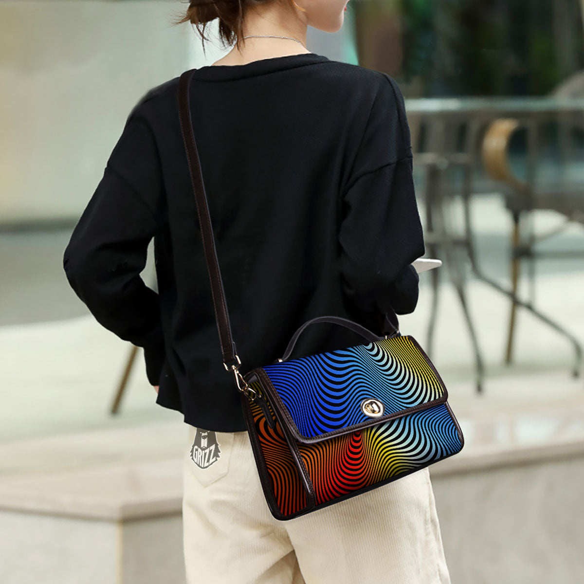 Psychedelic Optical Vibrant Illusion Women's Satchel Bag - Image 3