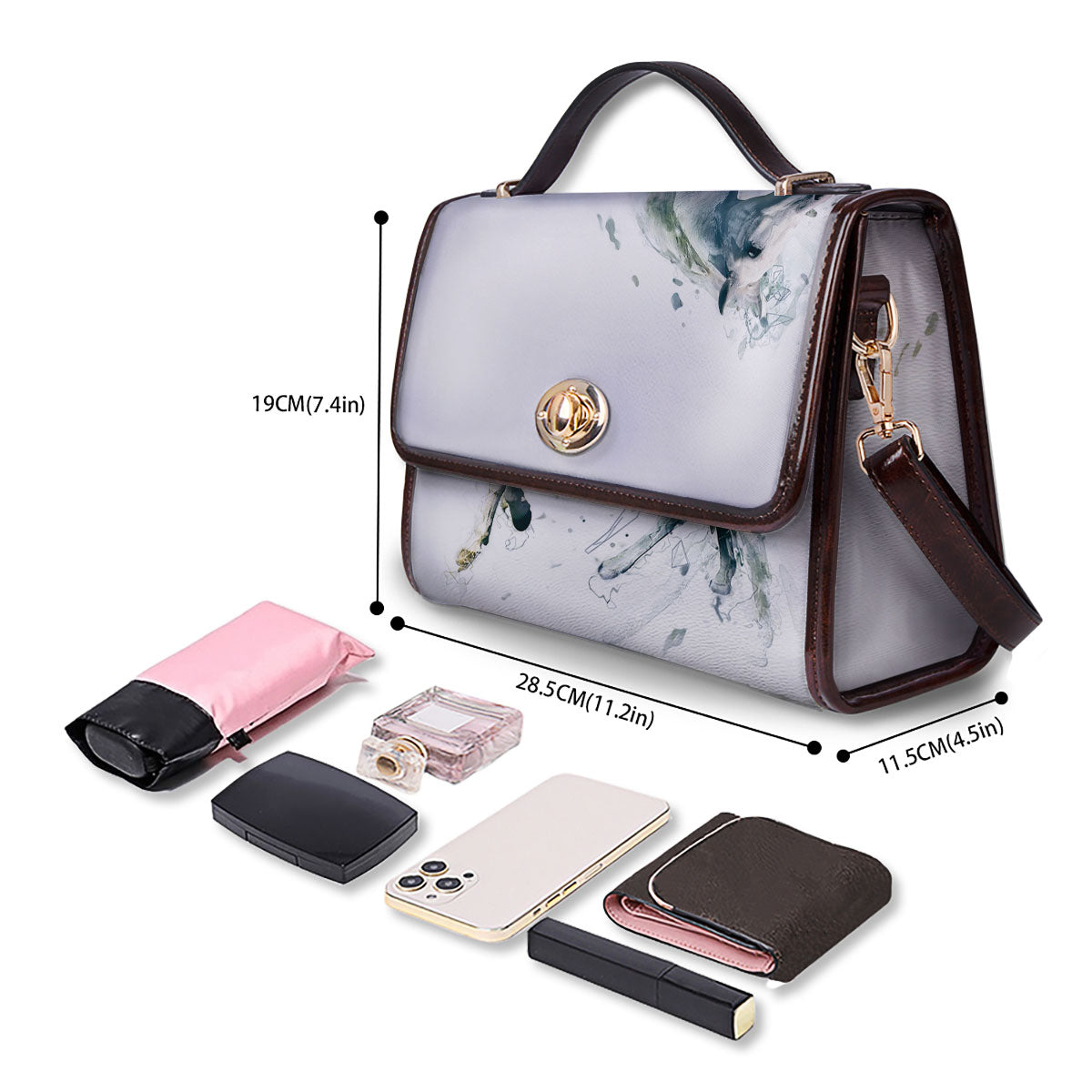 Portrait White Horse Print Women's Satchel Bag - Image 4
