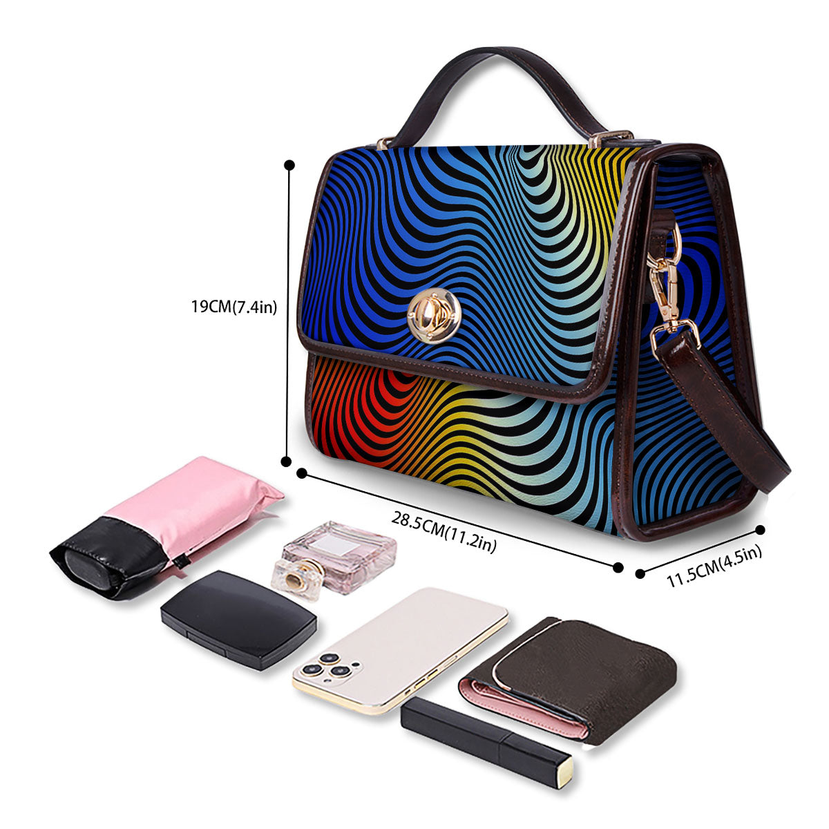 Psychedelic Optical Vibrant Illusion Women's Satchel Bag - Image 4