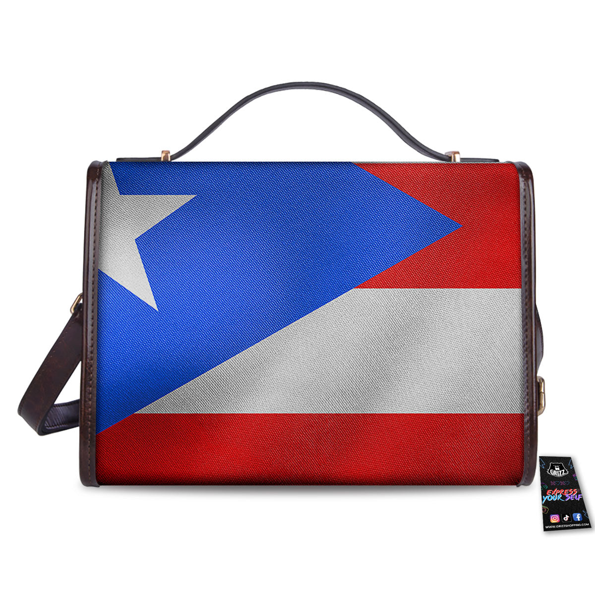 Puerto Rican Wrinkled Flag Print Women's Satchel Bag - Image 2