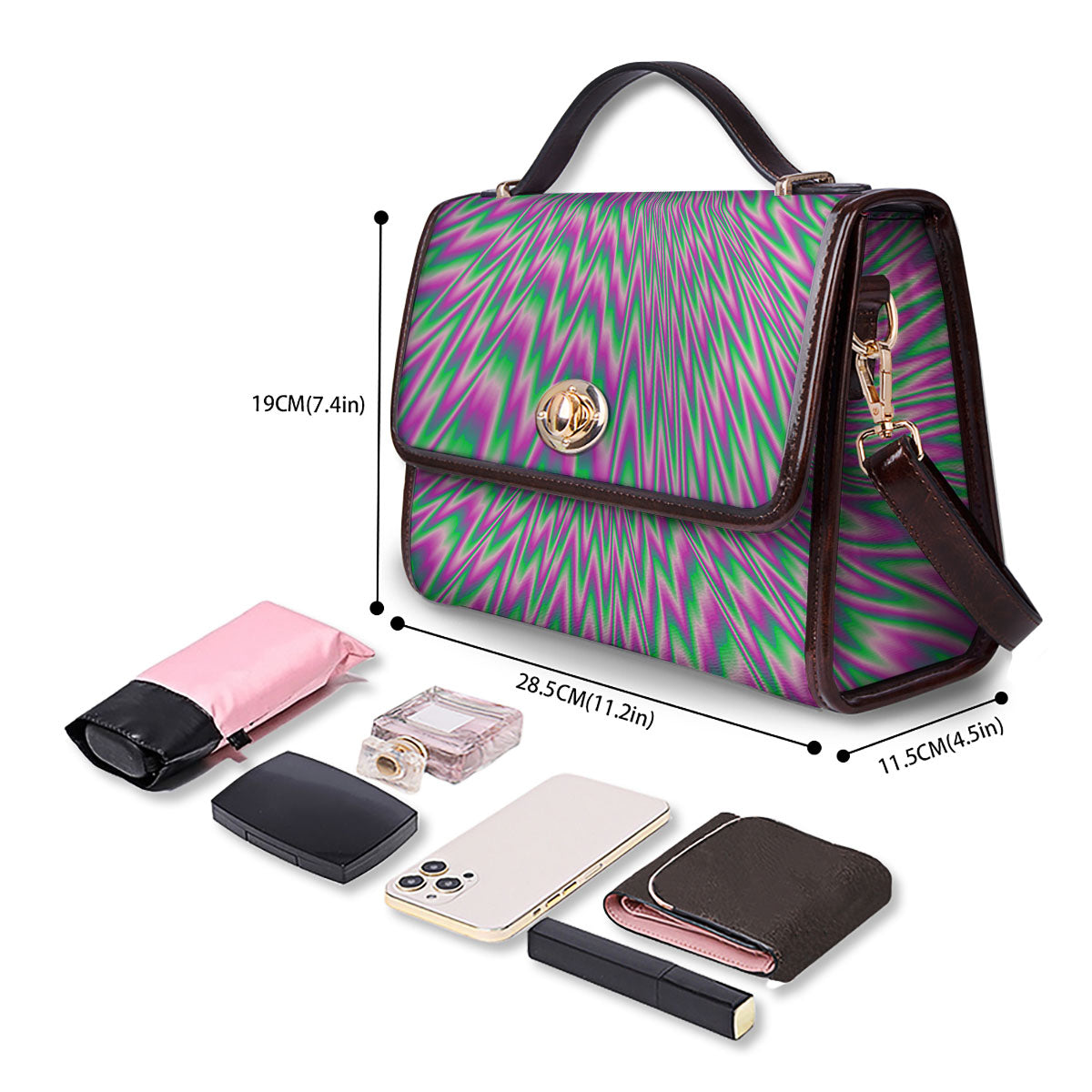 Psychedelic Optical Illusion Twinkle Women's Satchel Bag - Image 4