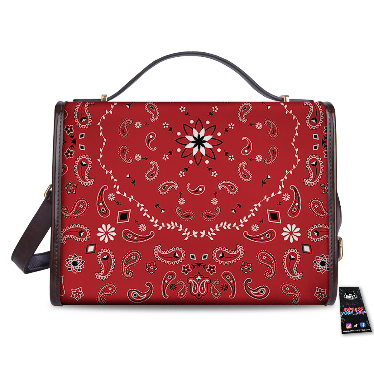 Bandana White And Red Print Women's Satchel Bag - Image 2