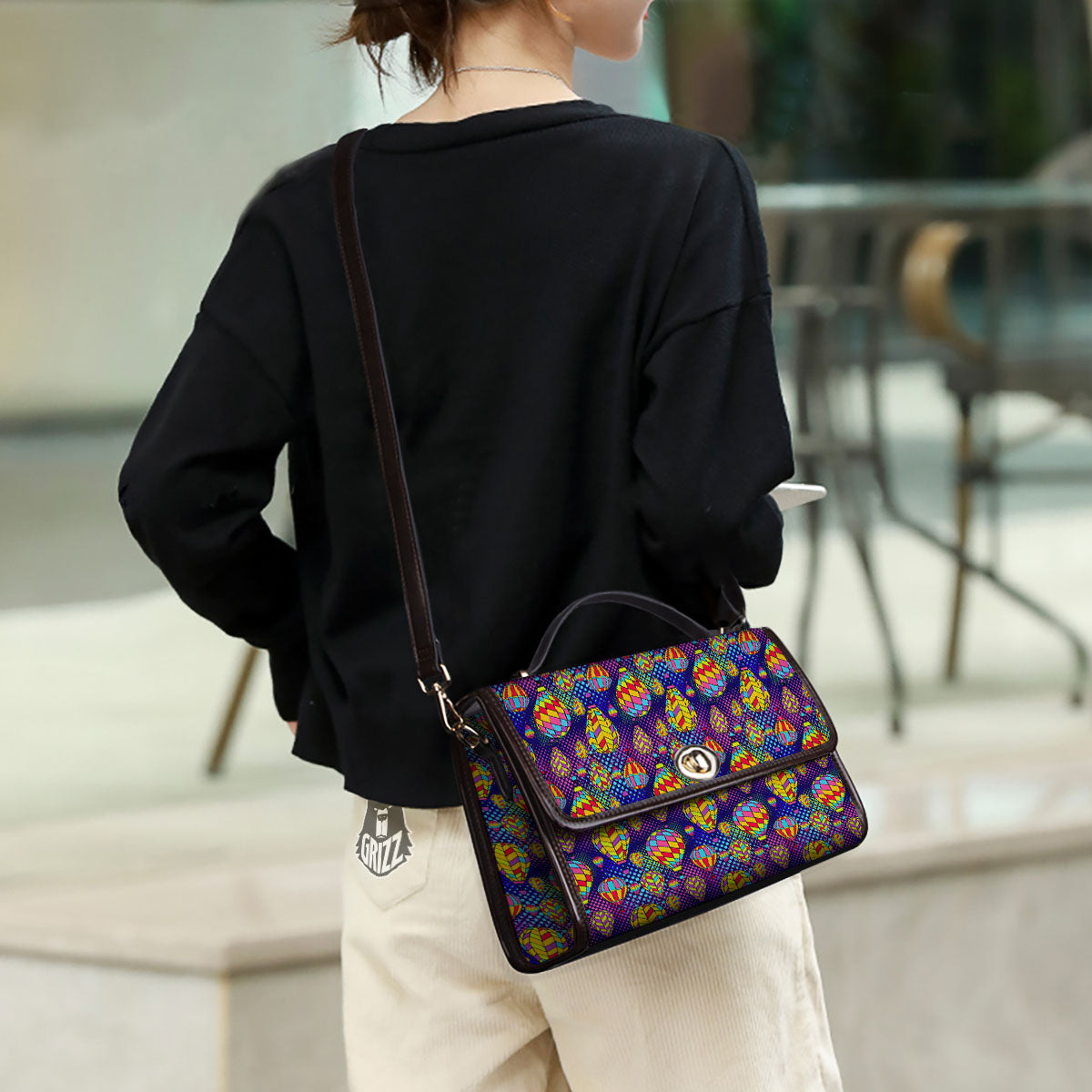Balloon Air Retro Print Pattern Women's Satchel Bag - Image 3