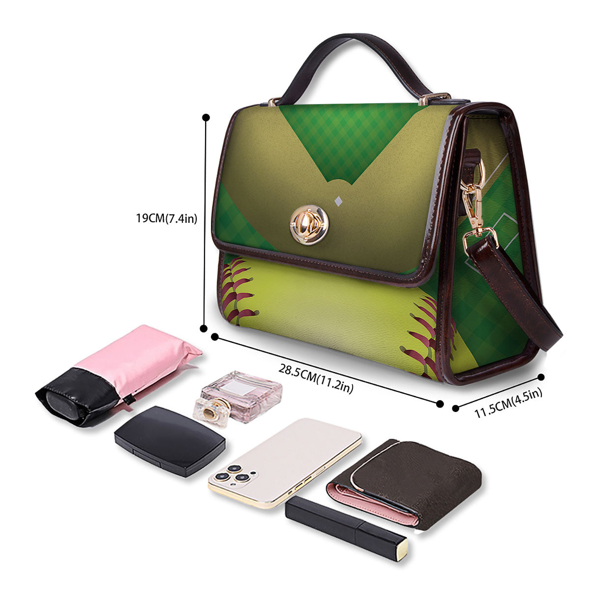 Ball And Softball Field Print Women's Satchel Bag - Image 4