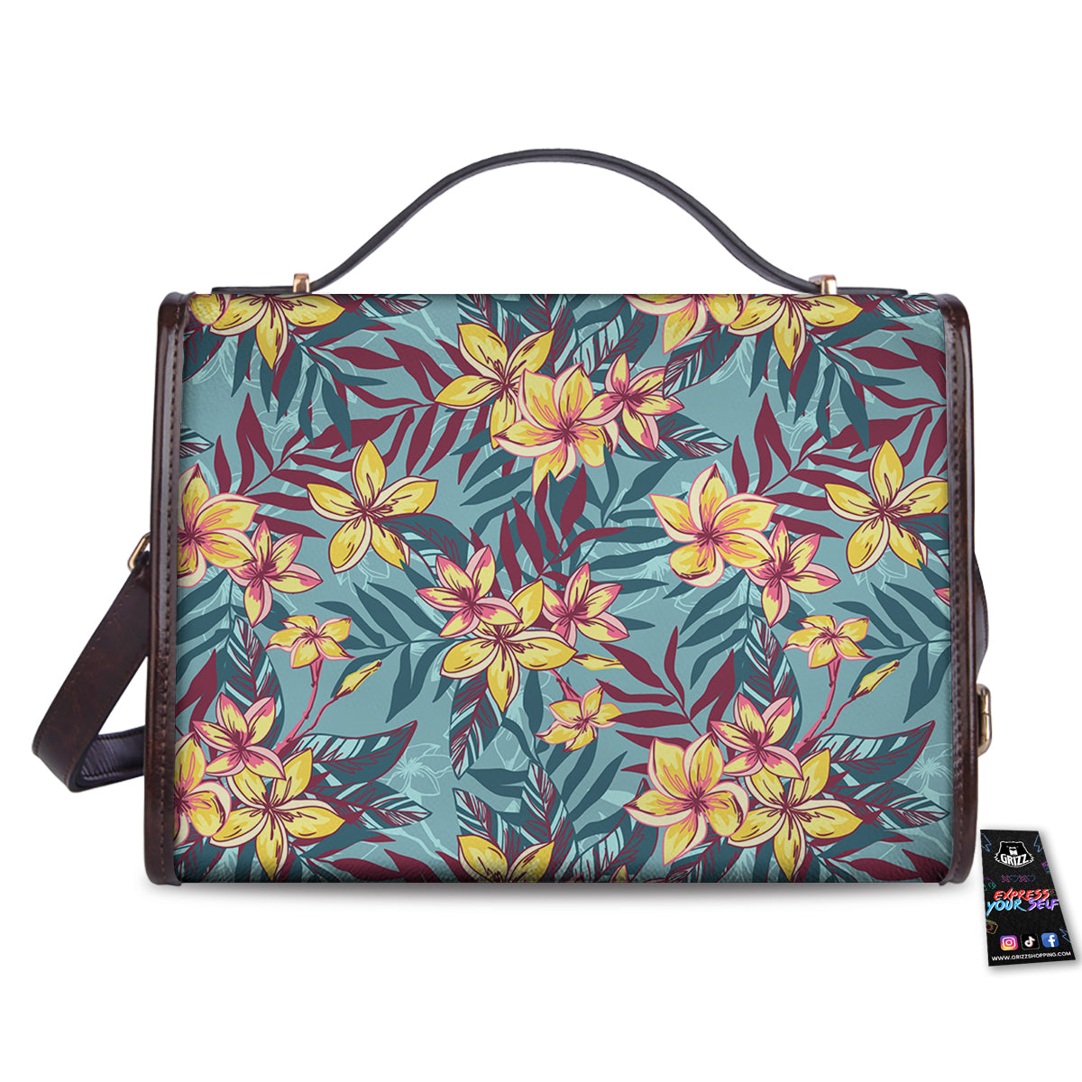 Plumeria Frangipani Tropical Print Pattern Women's Satchel Bag - Image 2