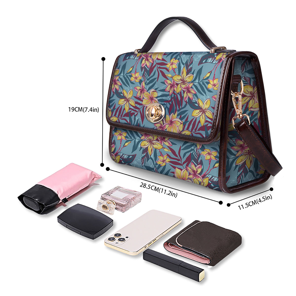 Plumeria Frangipani Tropical Print Pattern Women's Satchel Bag - Image 4