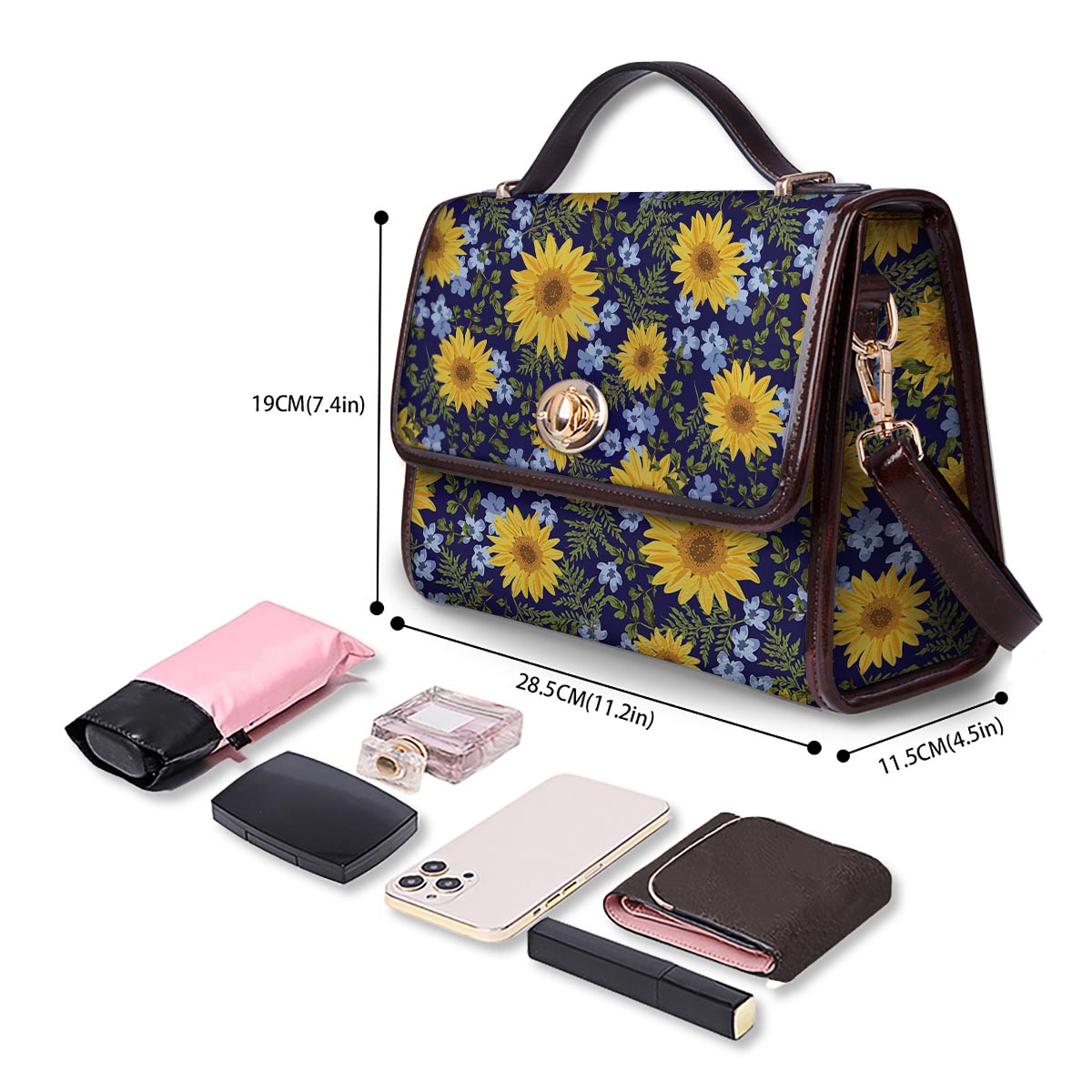 Pattern Sunflower Print Pattern Women's Satchel Bag - Image 4