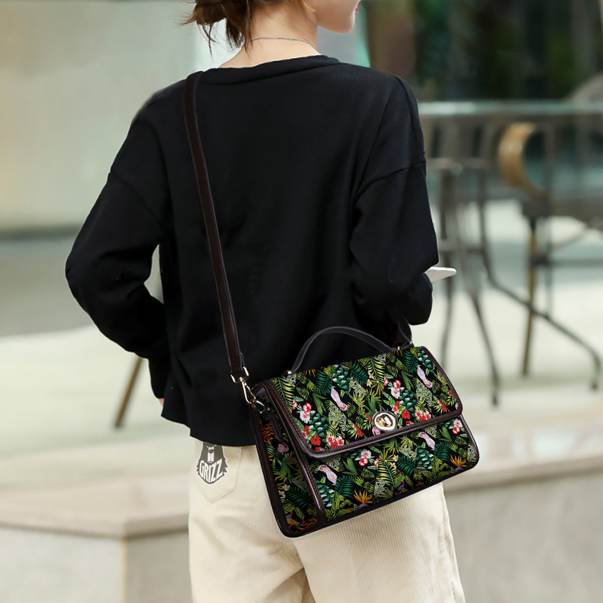 Patchwork Tropical Print Pattern Women's Satchel Bag - Image 3