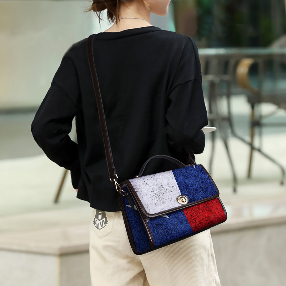 Texas Flag Vintage Print Women's Satchel Bag - Image 3