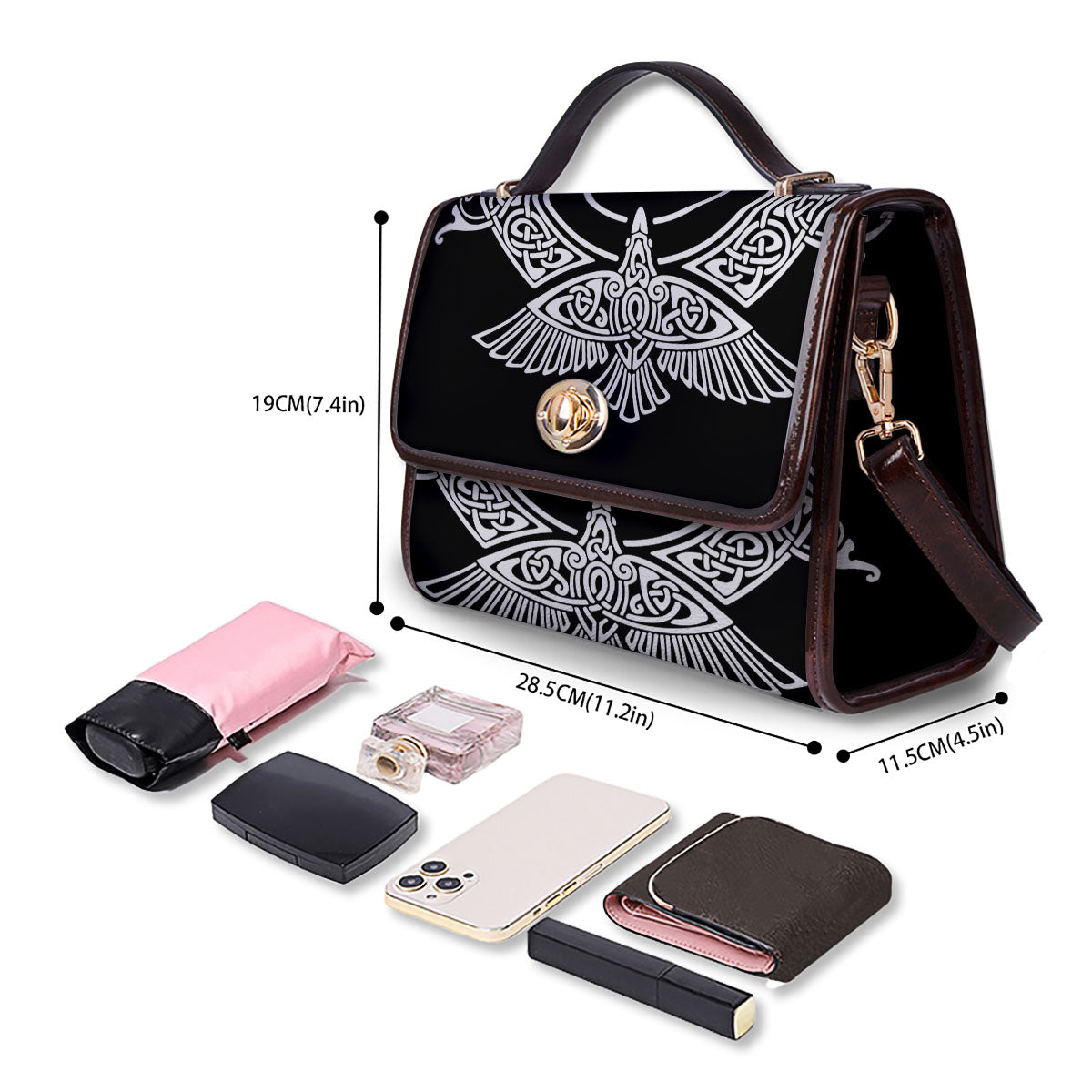 Symbol Viking Valknut Print Women's Satchel Bag - Image 4