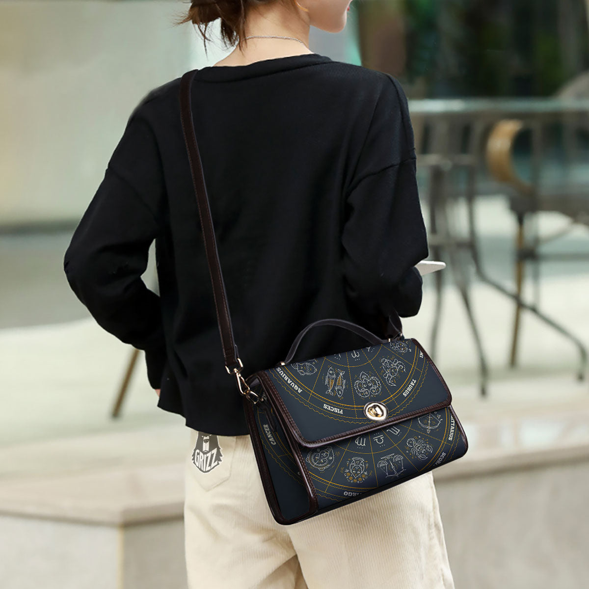 Symbols Zodiac Astrology Print Women's Satchel Bag - Image 3