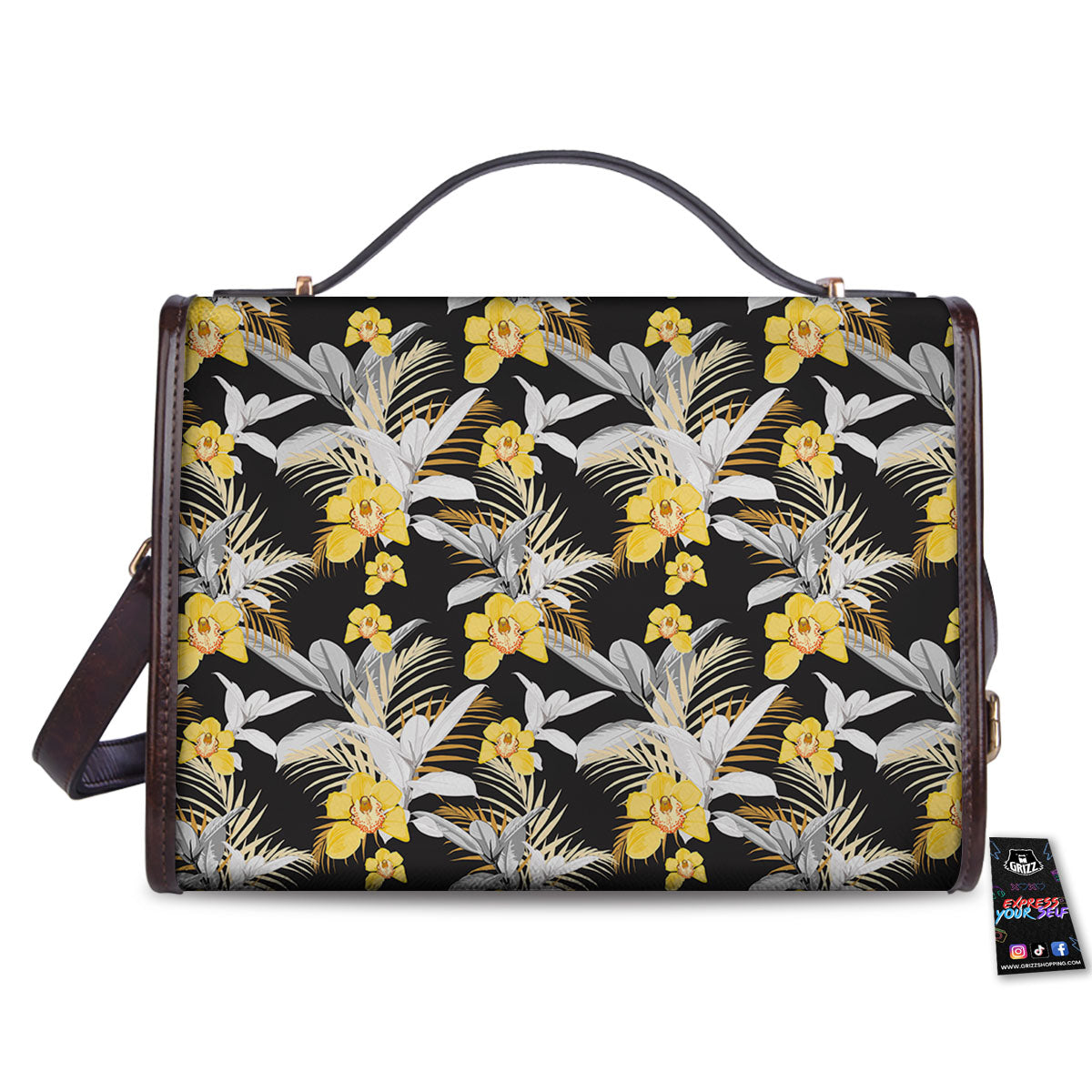 Orchid Yellow Print Pattern Women's Satchel Bag - Image 2