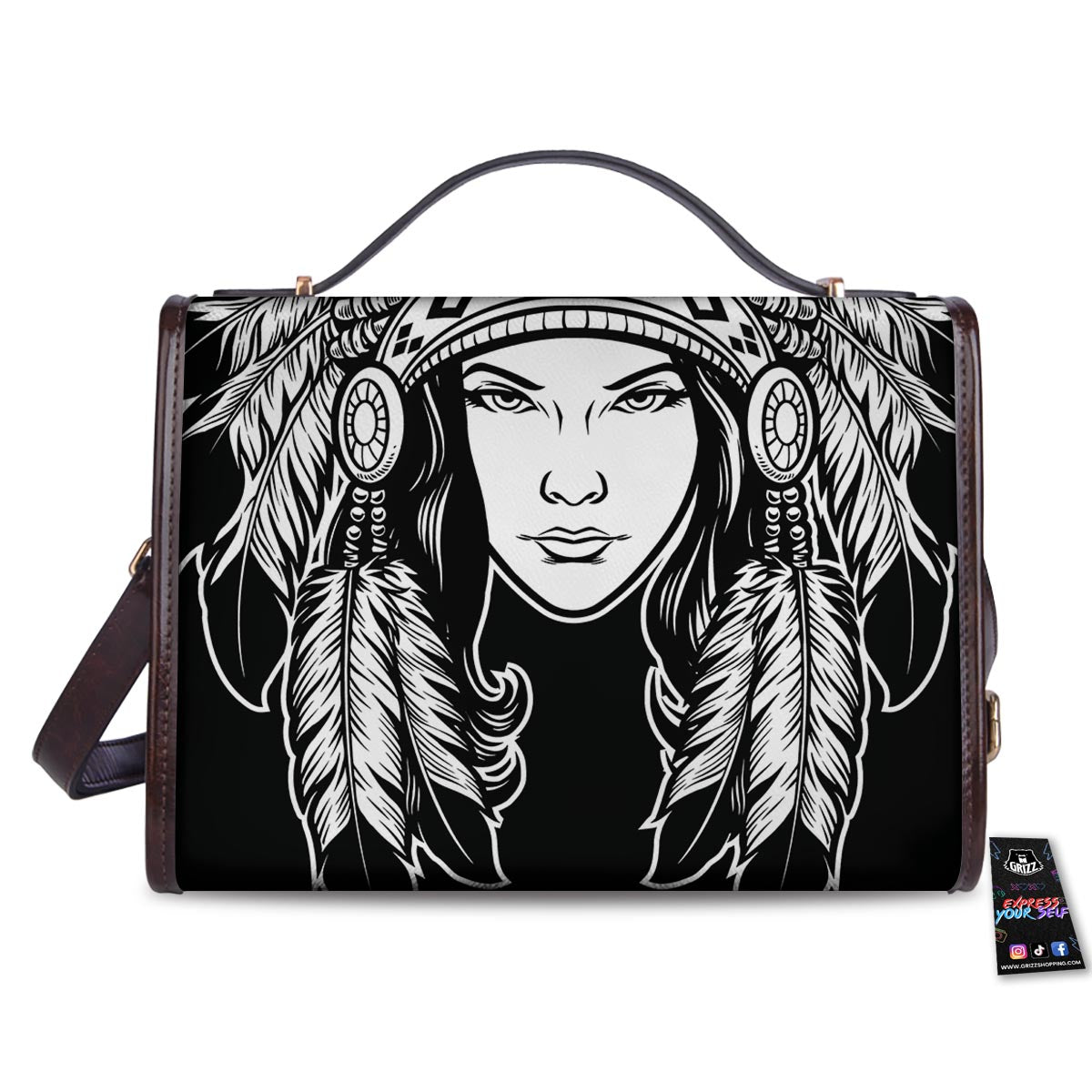 Native Indian Girl Tribal Print Women's Satchel Bag - Image 2