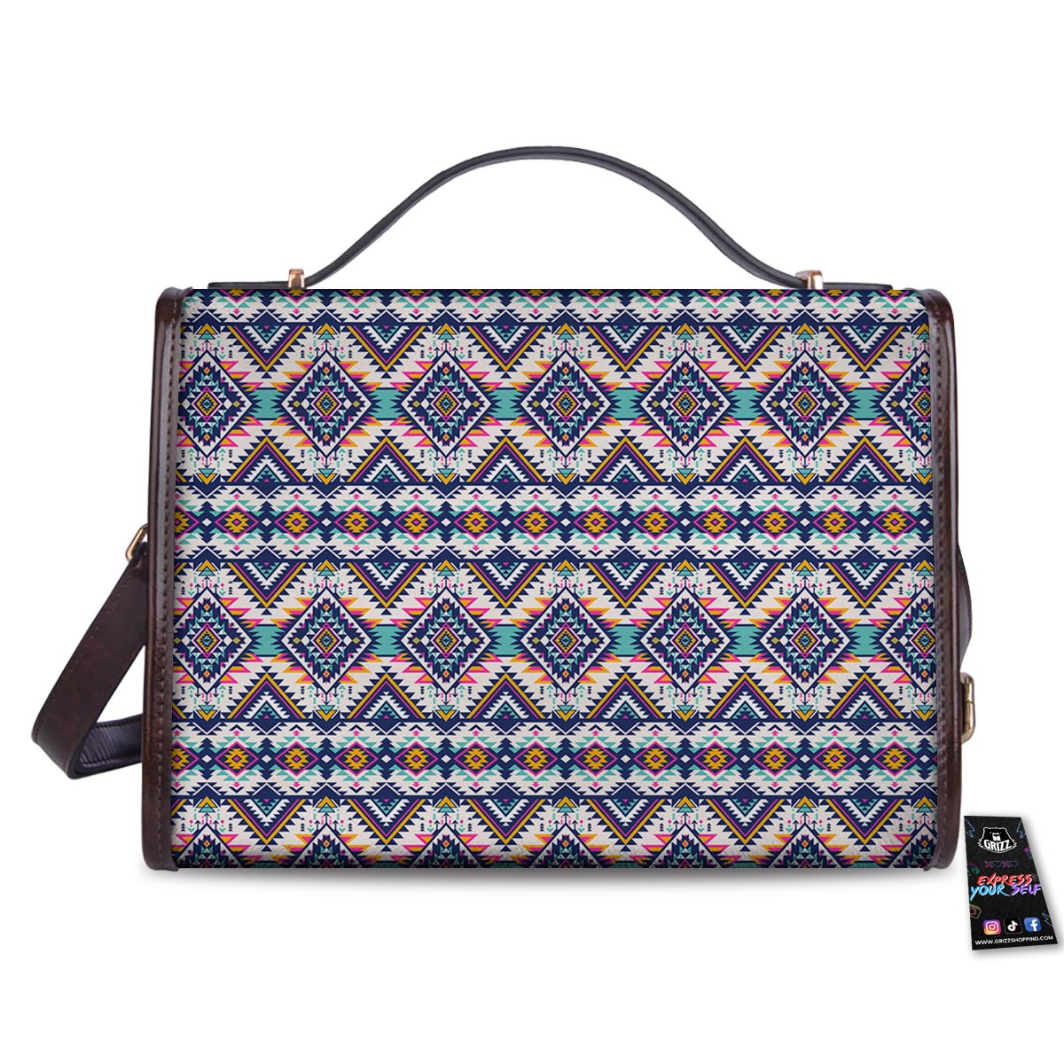 Navajo Tribal Pendleton Print Pattern Women's Satchel Bag - Image 2