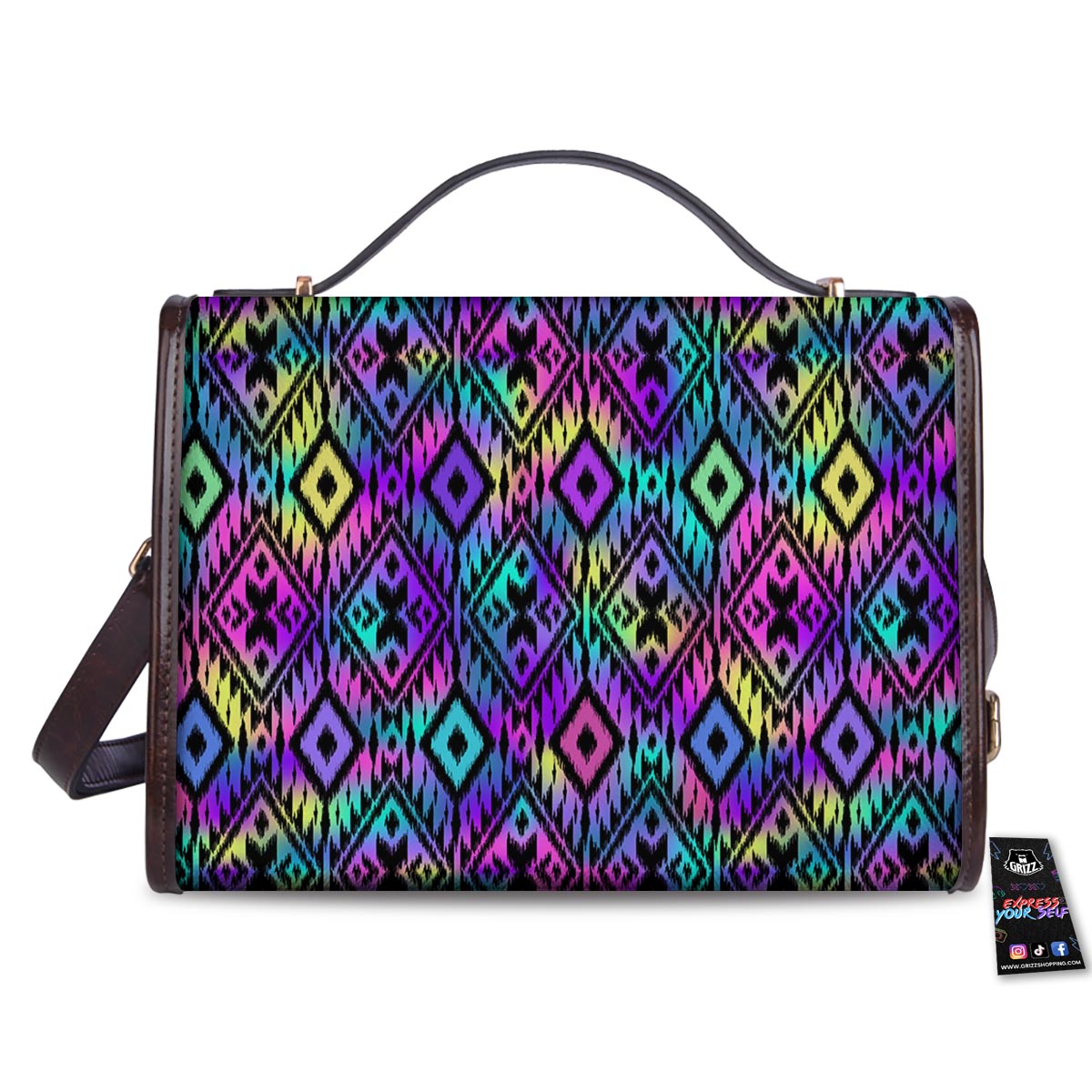 Navajo Triangle Ethnic Print Pattern Women's Satchel Bag - Image 2