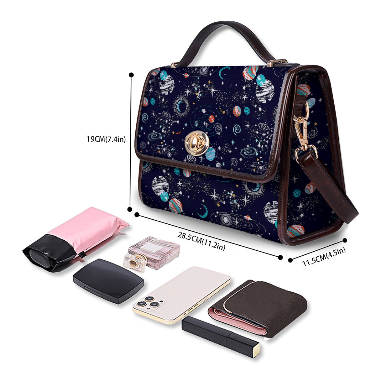 Outer Galaxy Space Universe Print Pattern Women's Satchel Bag - Image 4